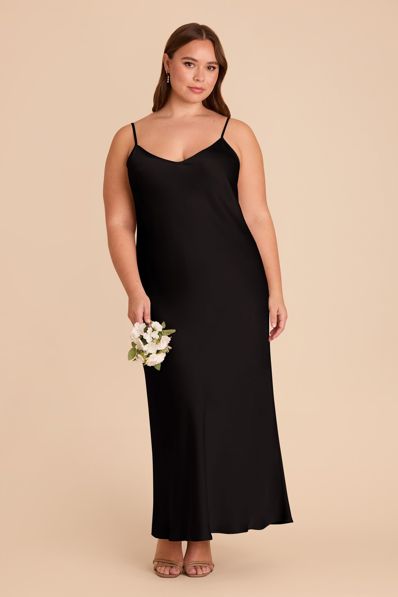 Matte Satin Slip Dress - V-Neck & A-Line Skirt | Alice