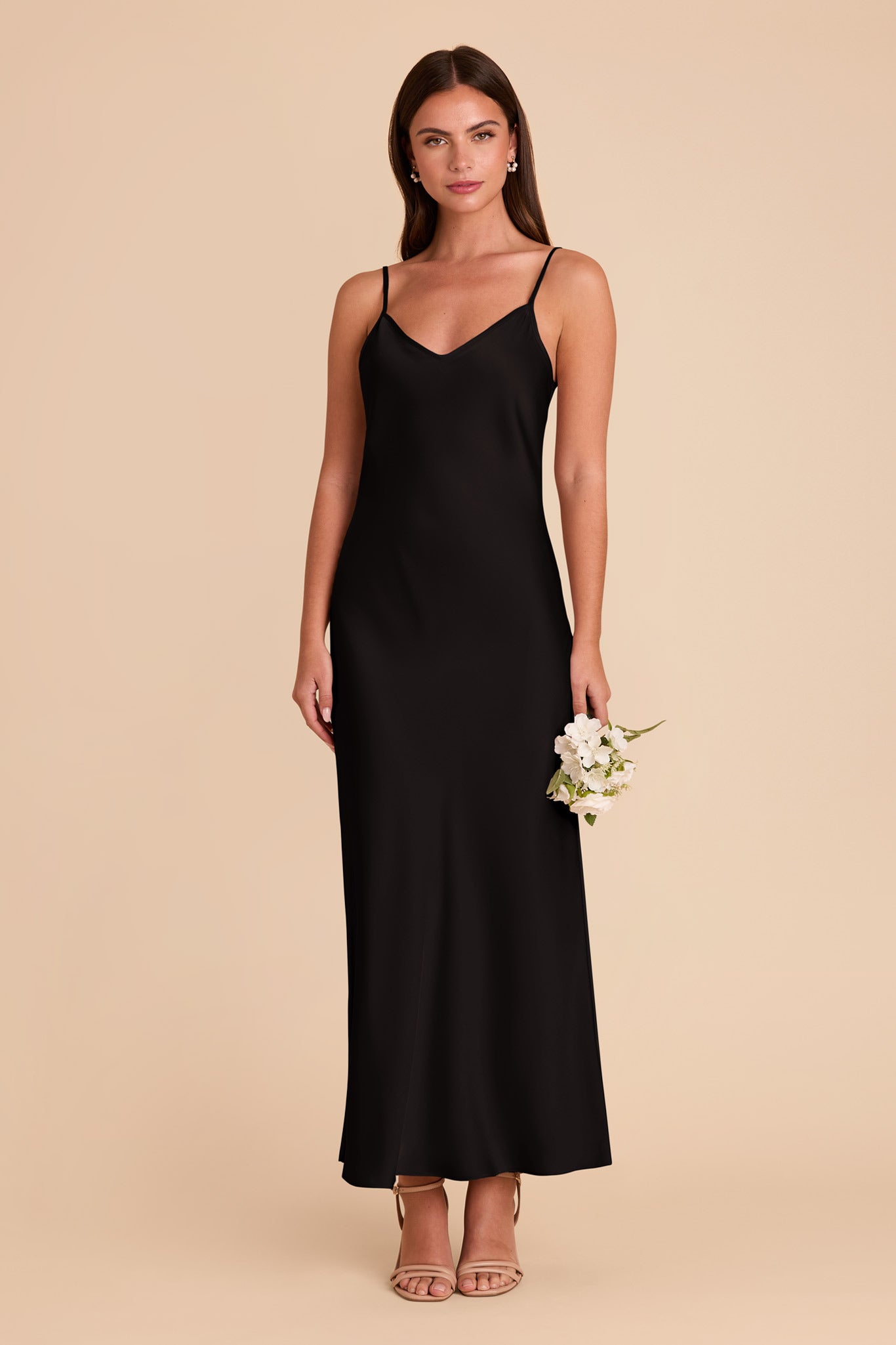 Matte Satin Slip Dress - V-Neck & A-Line Skirt | Alice