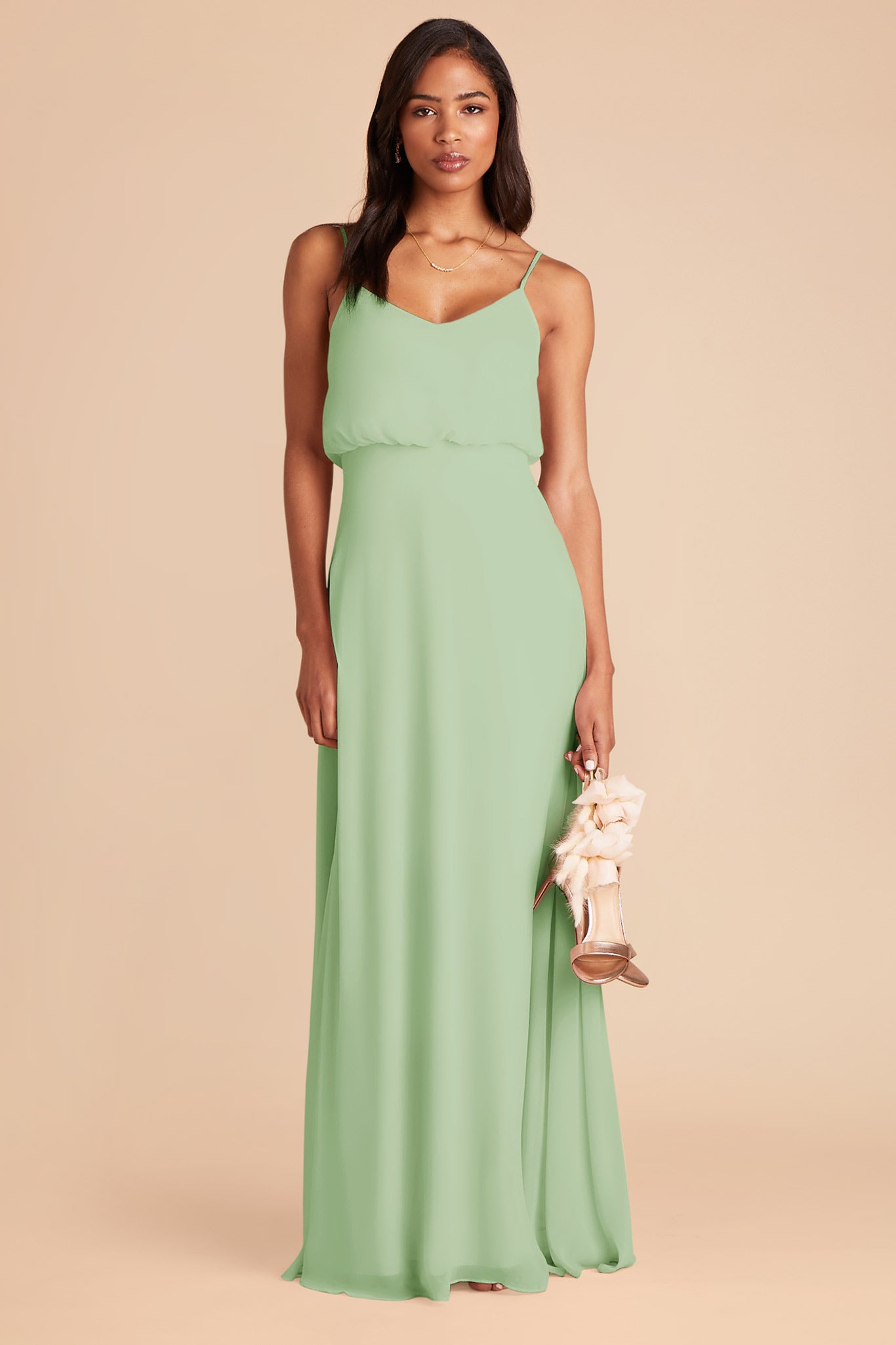 Classic Blouson Bridesmaid Dress in Pistachio | Gwennie