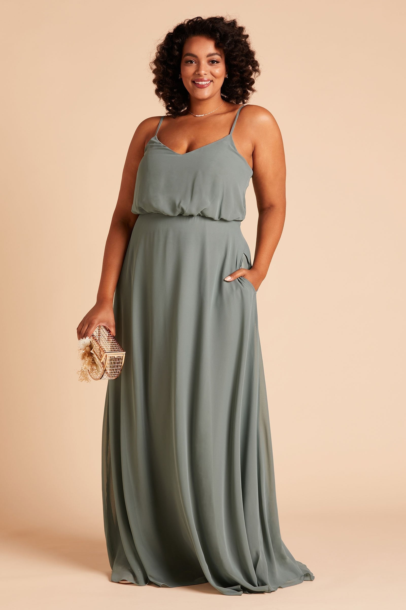 Blouson Bridesmaid Dress in Sea Glass | Gwennie