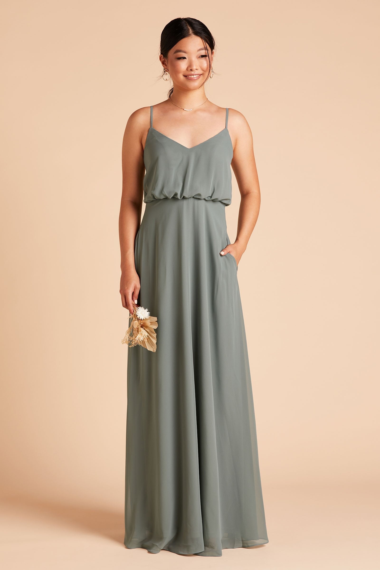 Blouson Bridesmaid Dress in Sea Glass | Gwennie