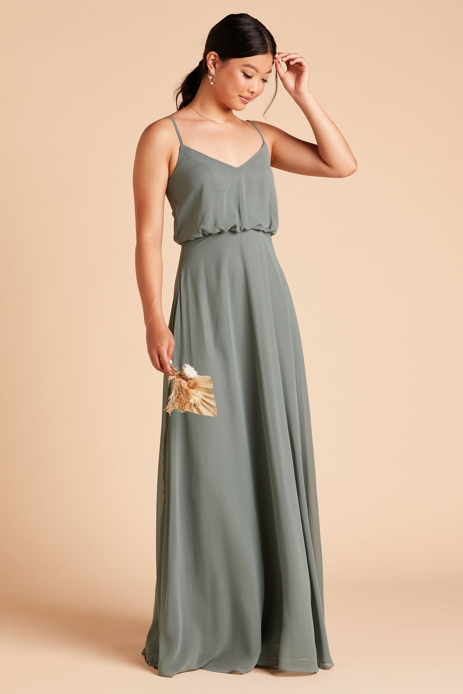 Blouson Bridesmaid Dress in Sea Glass | Gwennie