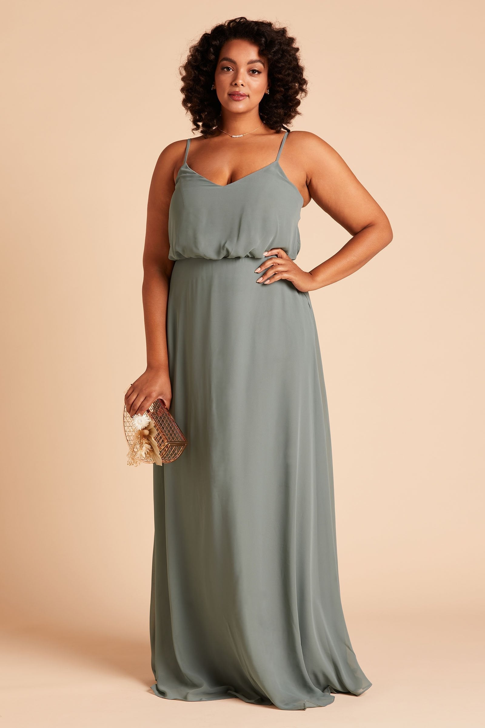 Blouson Bridesmaid Dress in Sea Glass | Gwennie