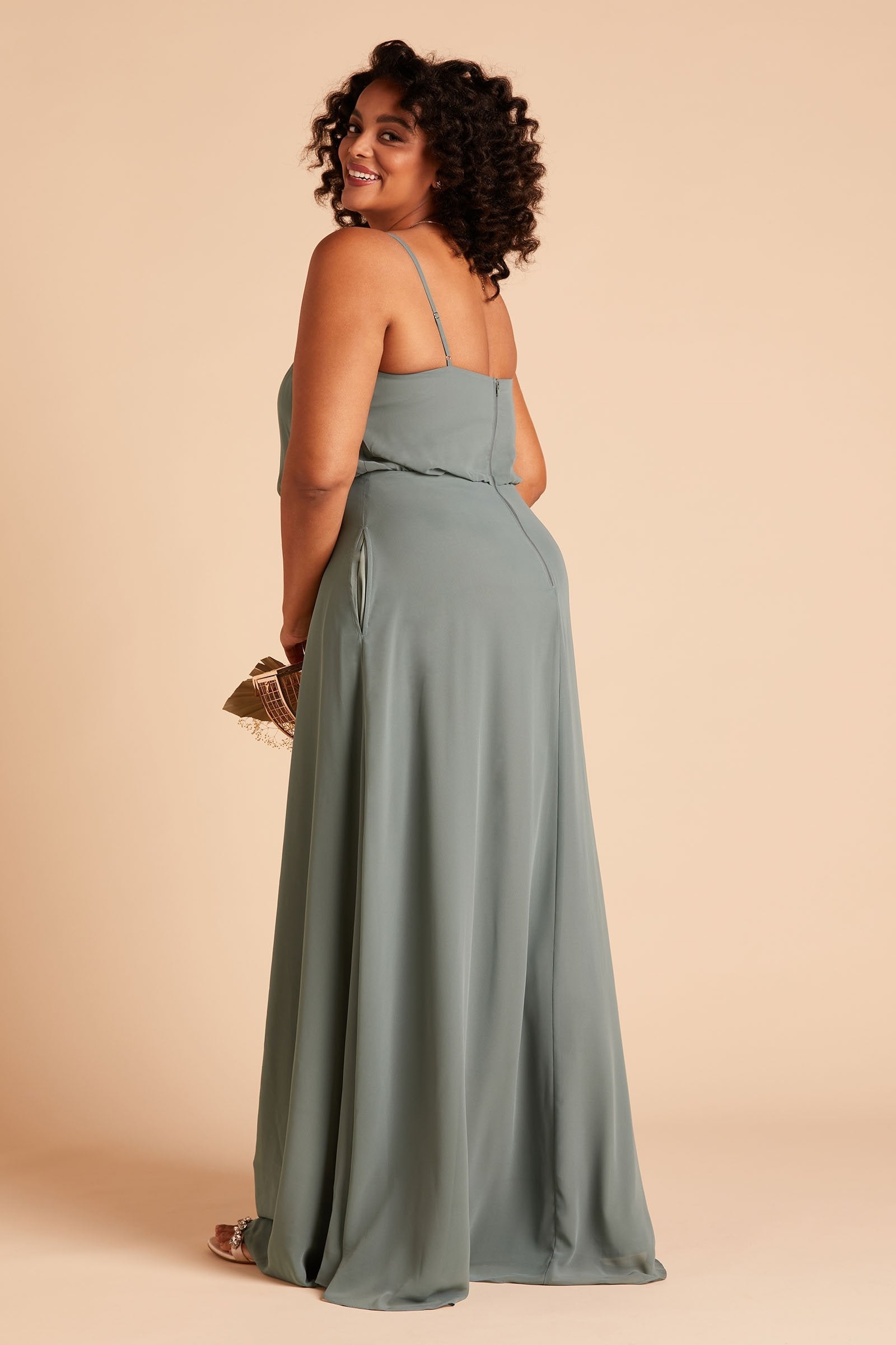 Blouson Bridesmaid Dress in Sea Glass | Gwennie