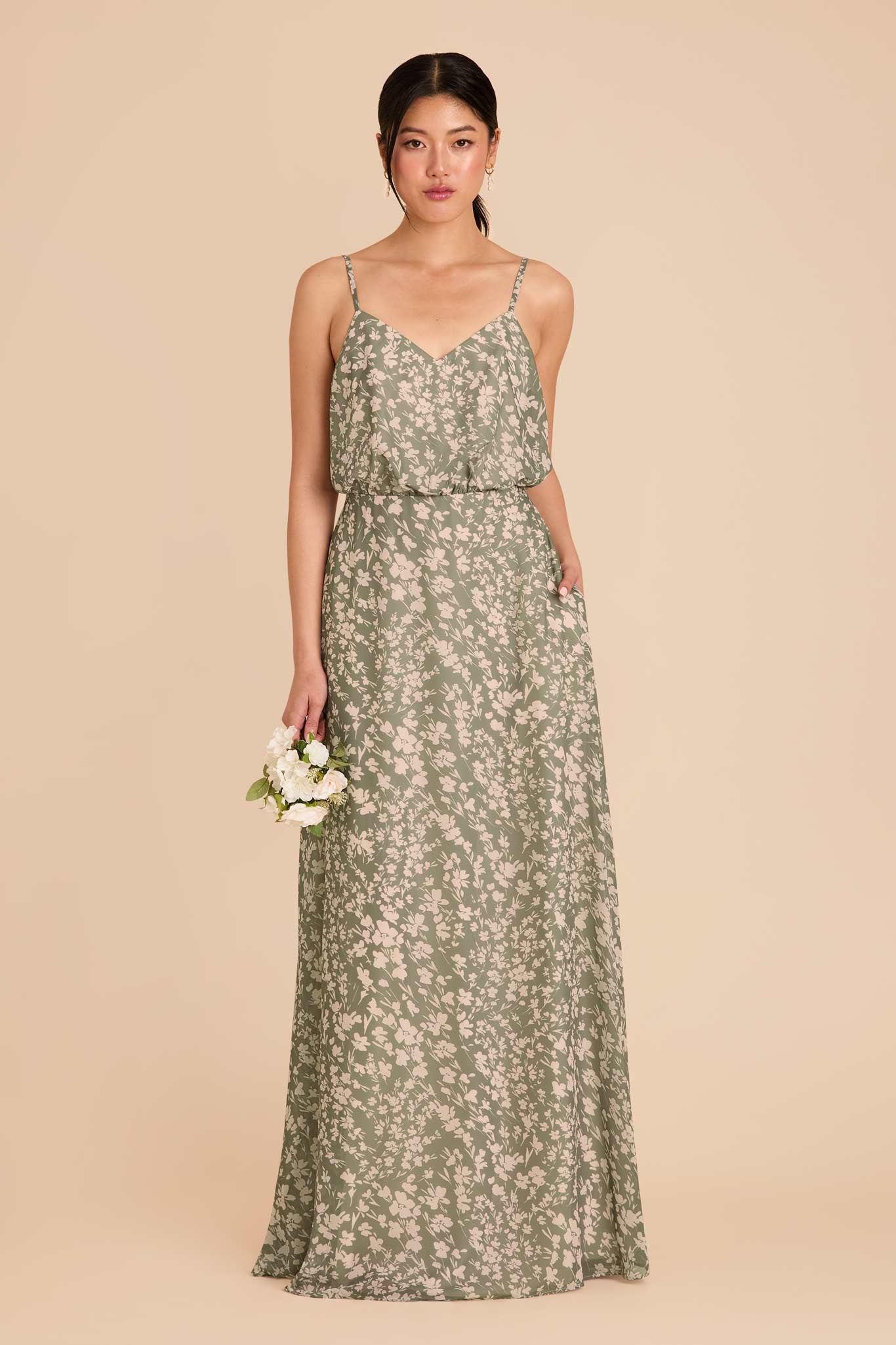 Blouson Bridesmaid Dress with Floral Design | Gwennie Thyme
