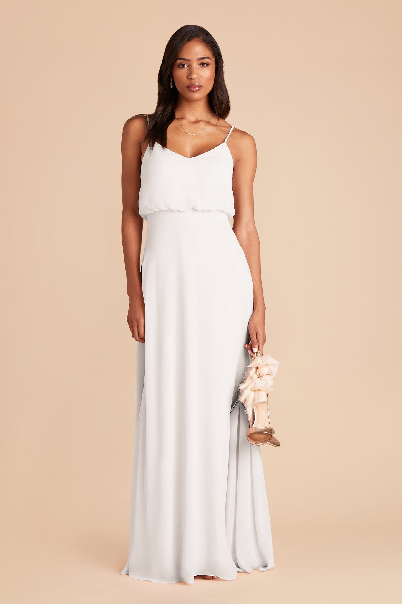 Classic White Bridesmaid Dress | Gwennie Blouson Style