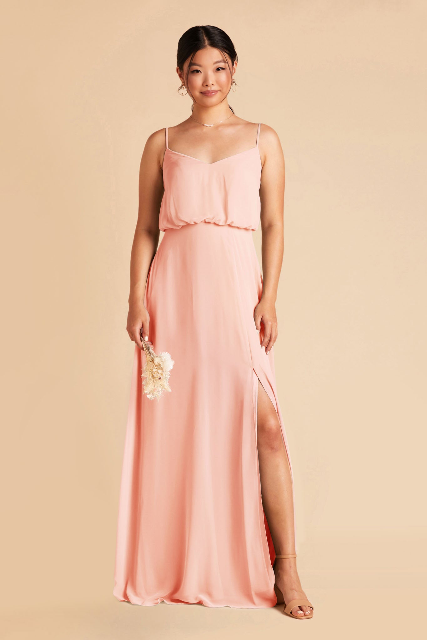 Blush Pink Bridesmaid Dress with Slit | Gwennie