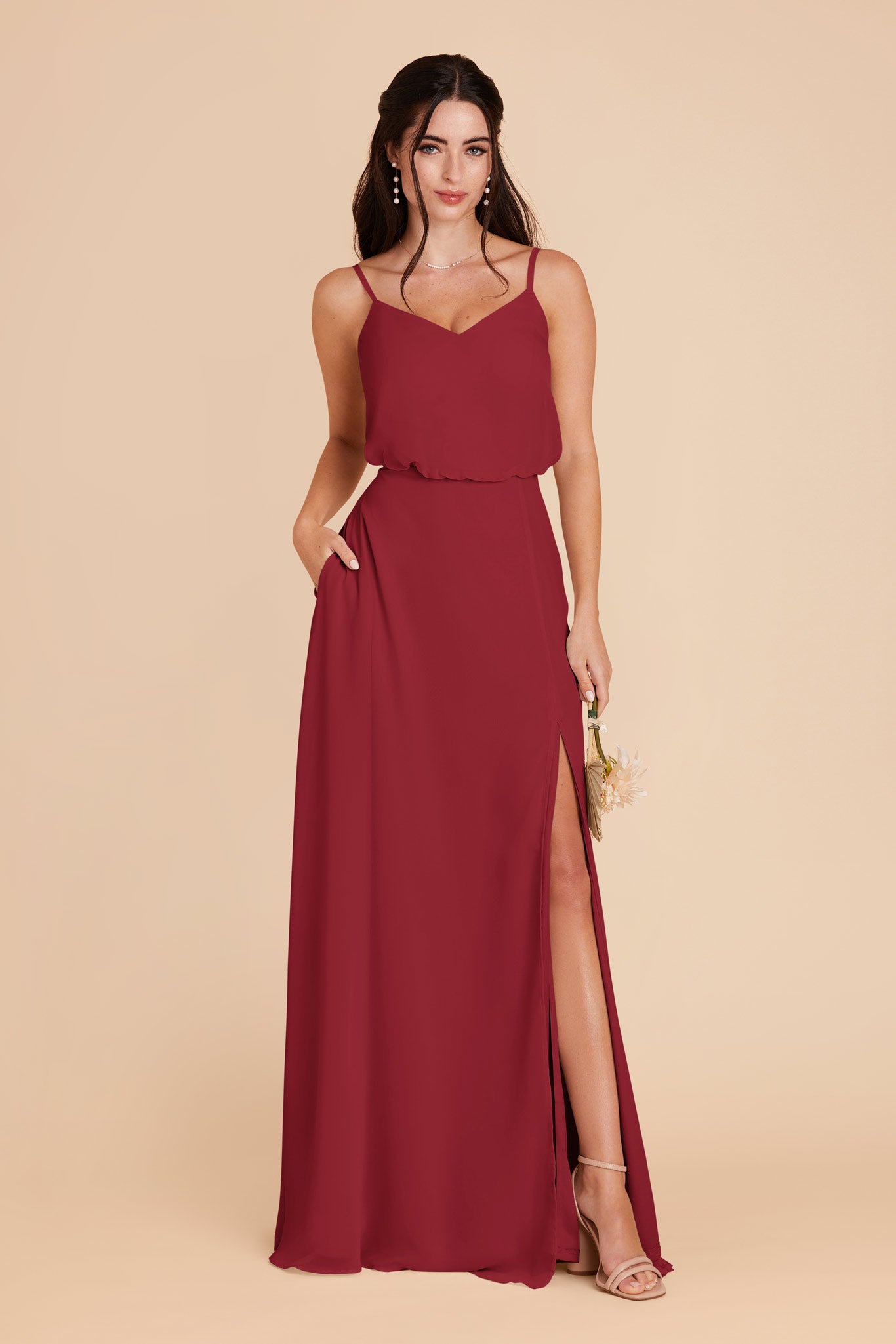Bridesmaid Dress with Slit - Classic Blouson Style | Gwennie