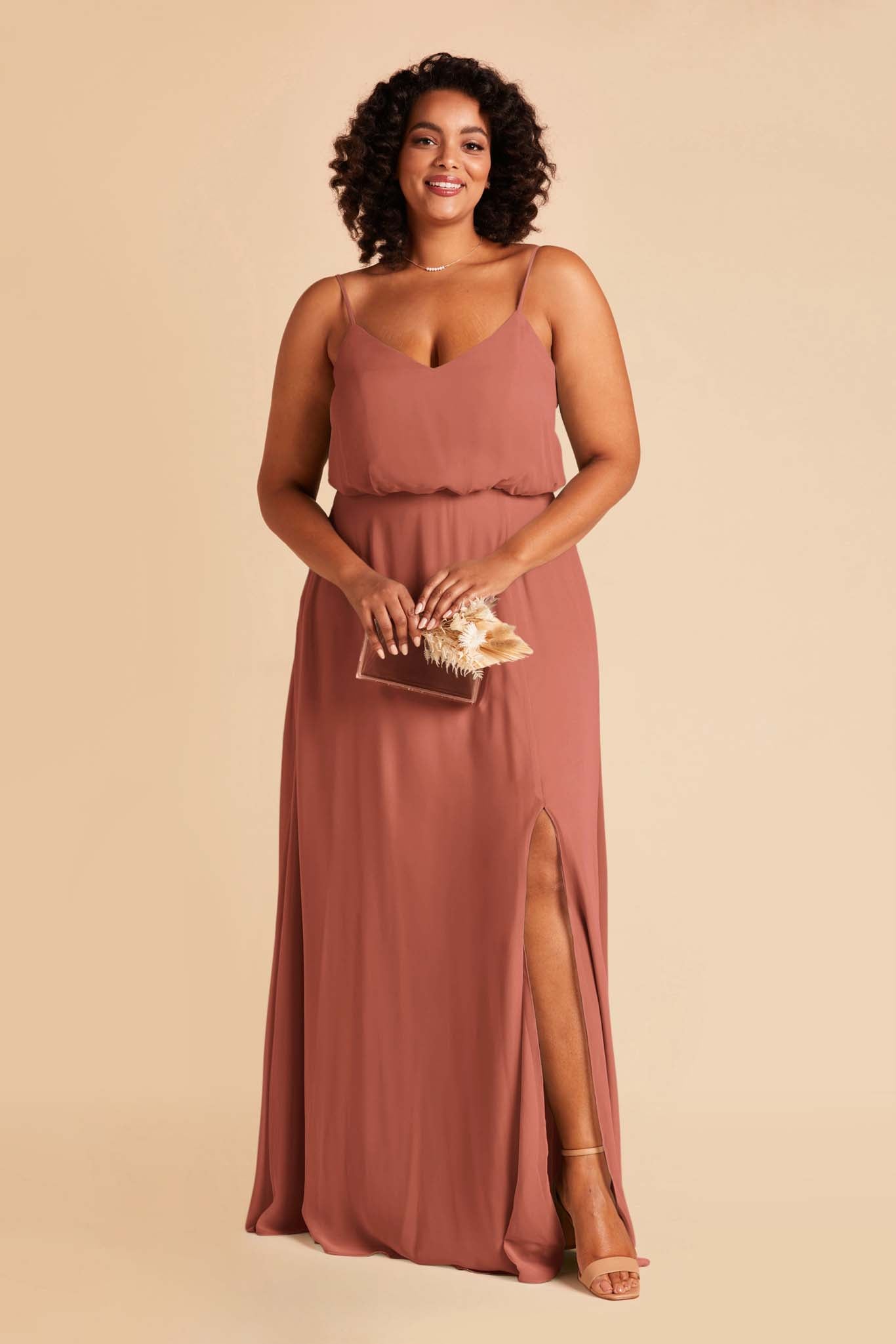 Blouson Bridesmaid Dress with Slit | Gwennie Desert Rose