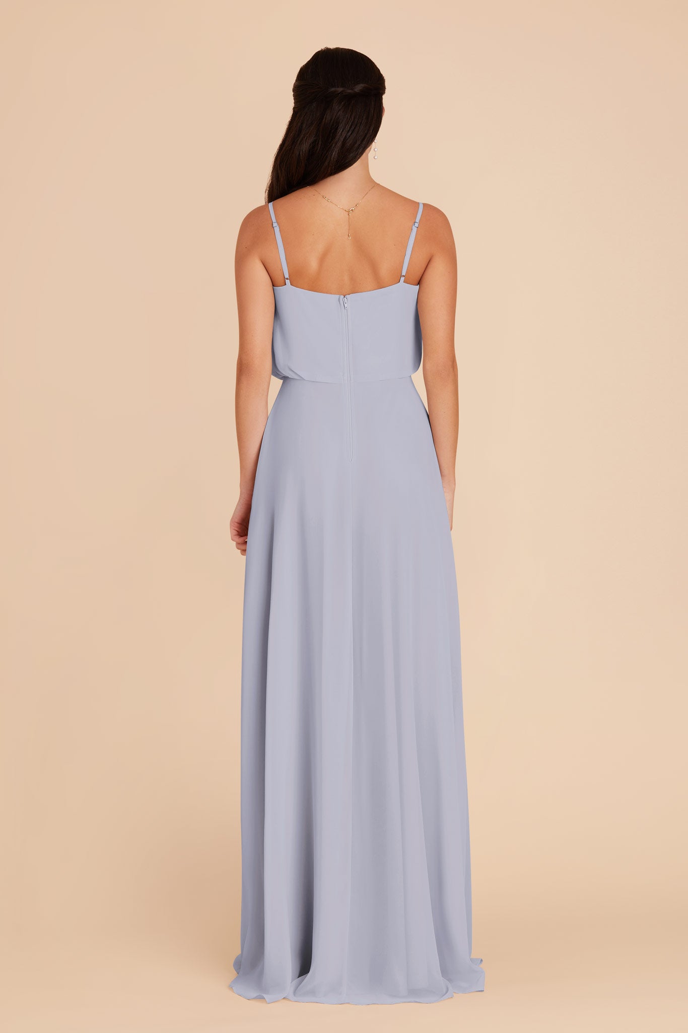 Blouson Bridesmaid Dress with Slit | Gwennie in Dusty Blue