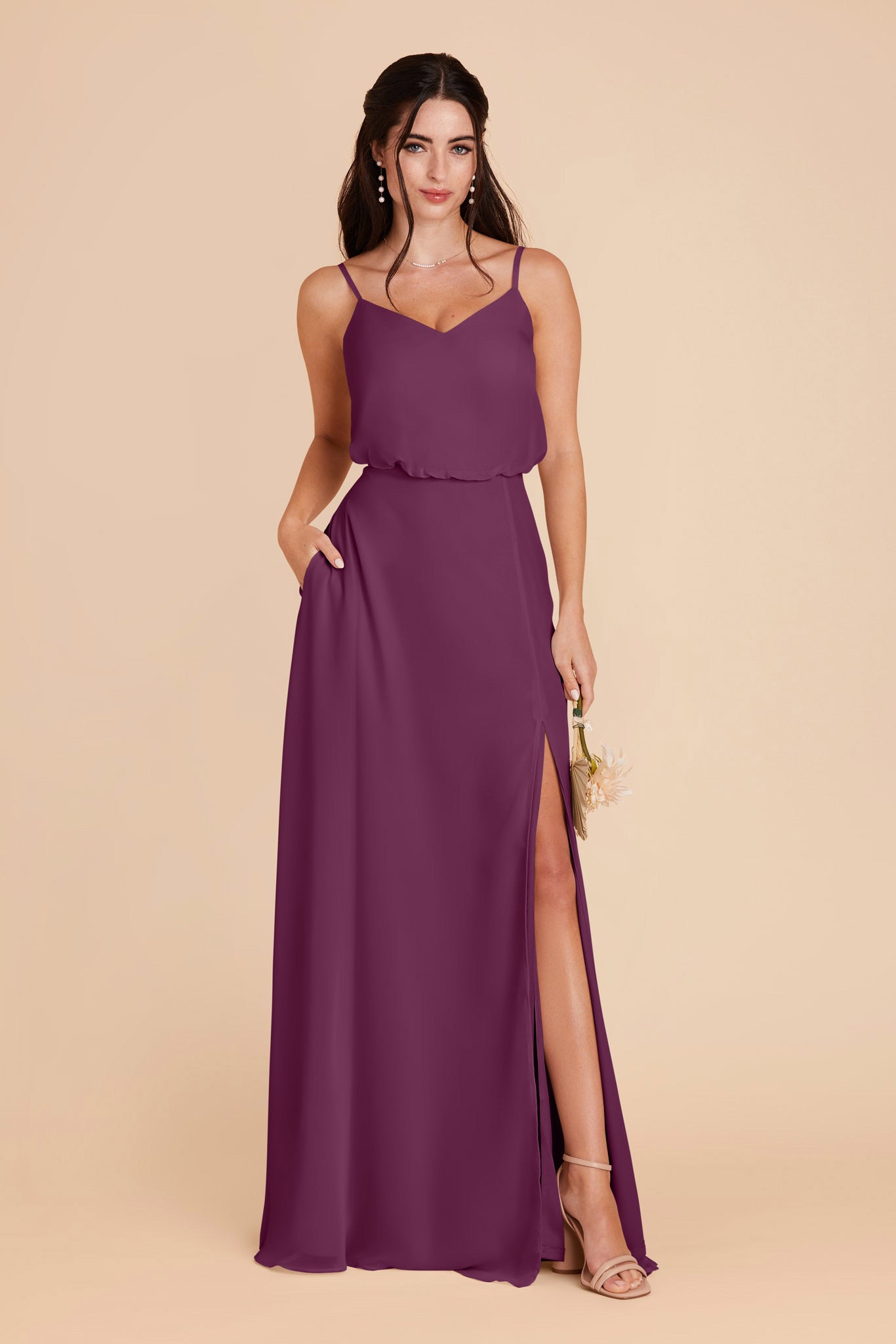 Classic Blouson Bridesmaid Dress with Slit | Gwennie Fig