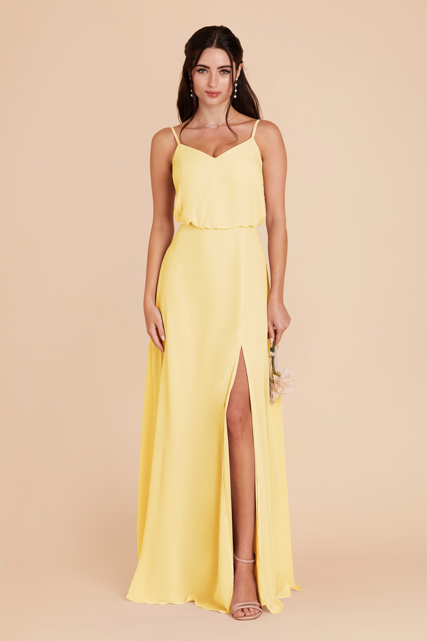 Bridesmaid Dress with Slit - Gwennie Lemon Sorbet