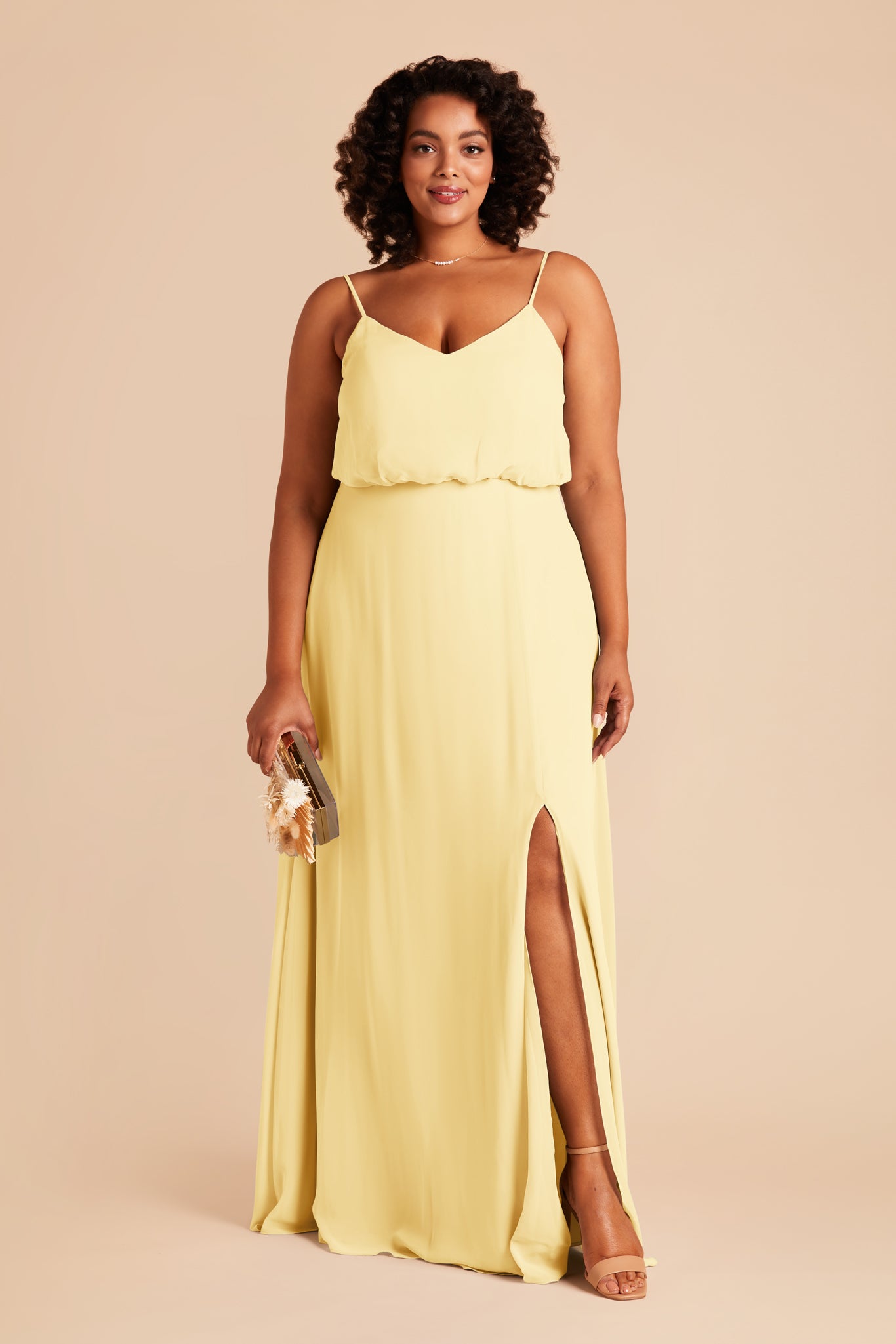 Bridesmaid Dress with Slit - Gwennie Lemon Sorbet
