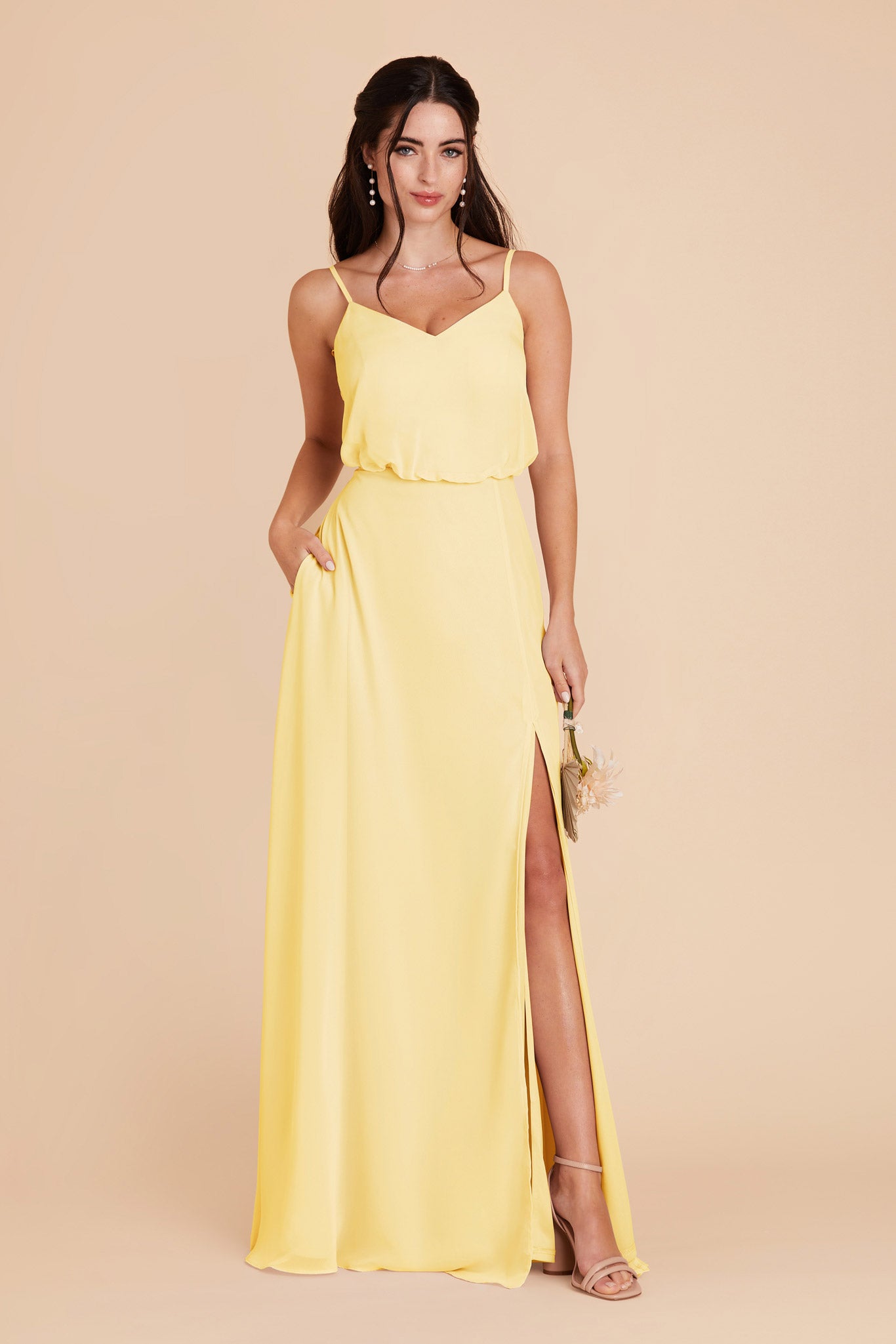 Bridesmaid Dress with Slit - Gwennie Lemon Sorbet