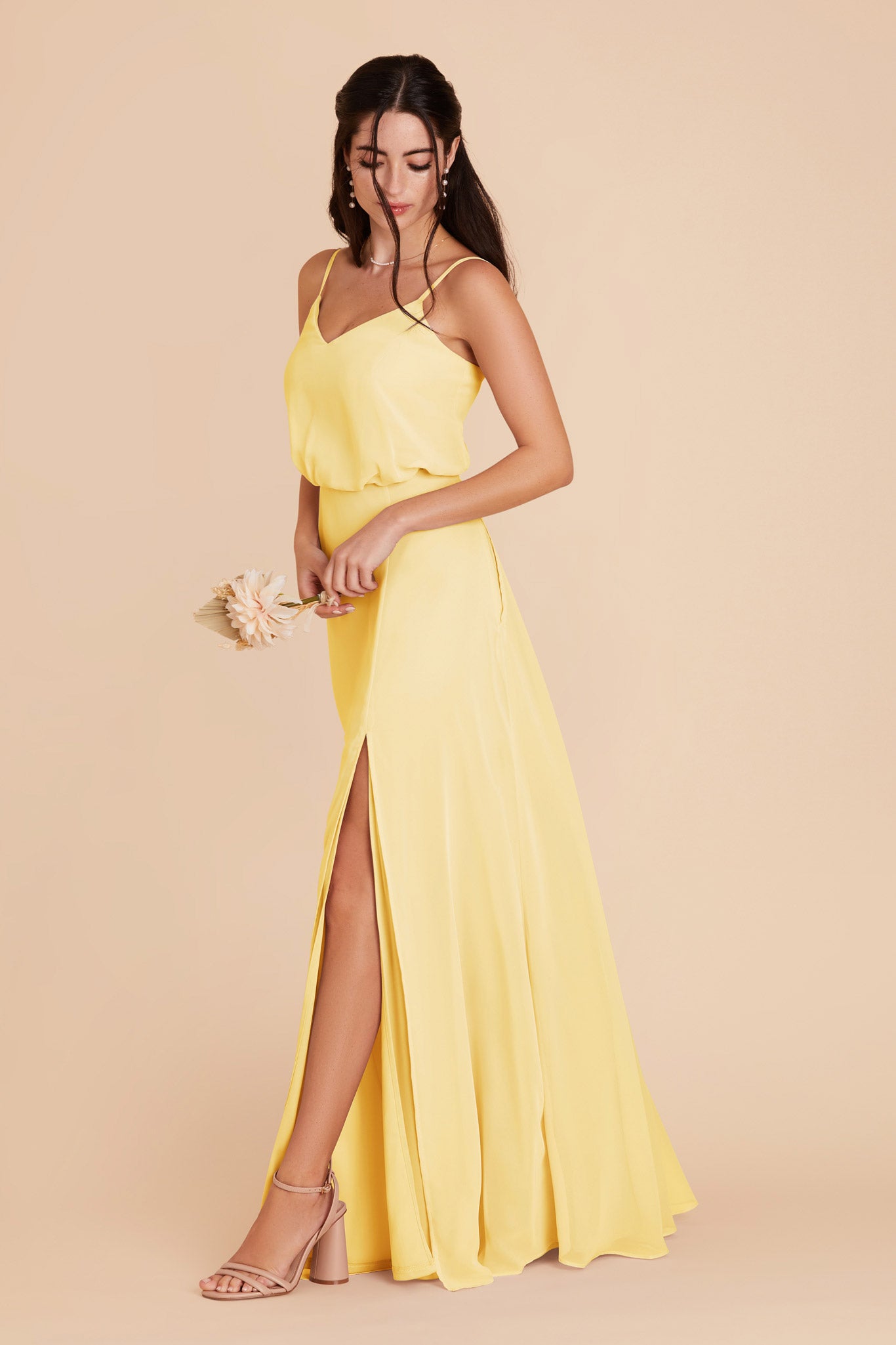 Bridesmaid Dress with Slit - Gwennie Lemon Sorbet