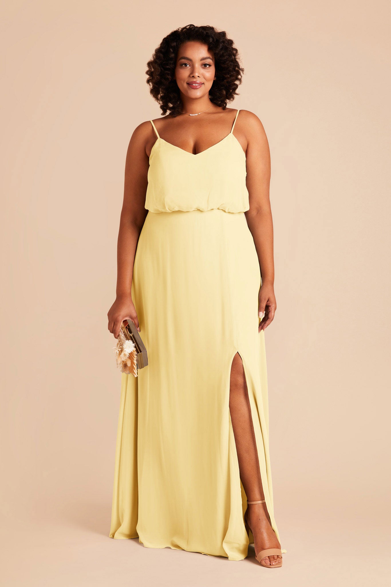 Bridesmaid Dress with Slit - Gwennie Lemon Sorbet