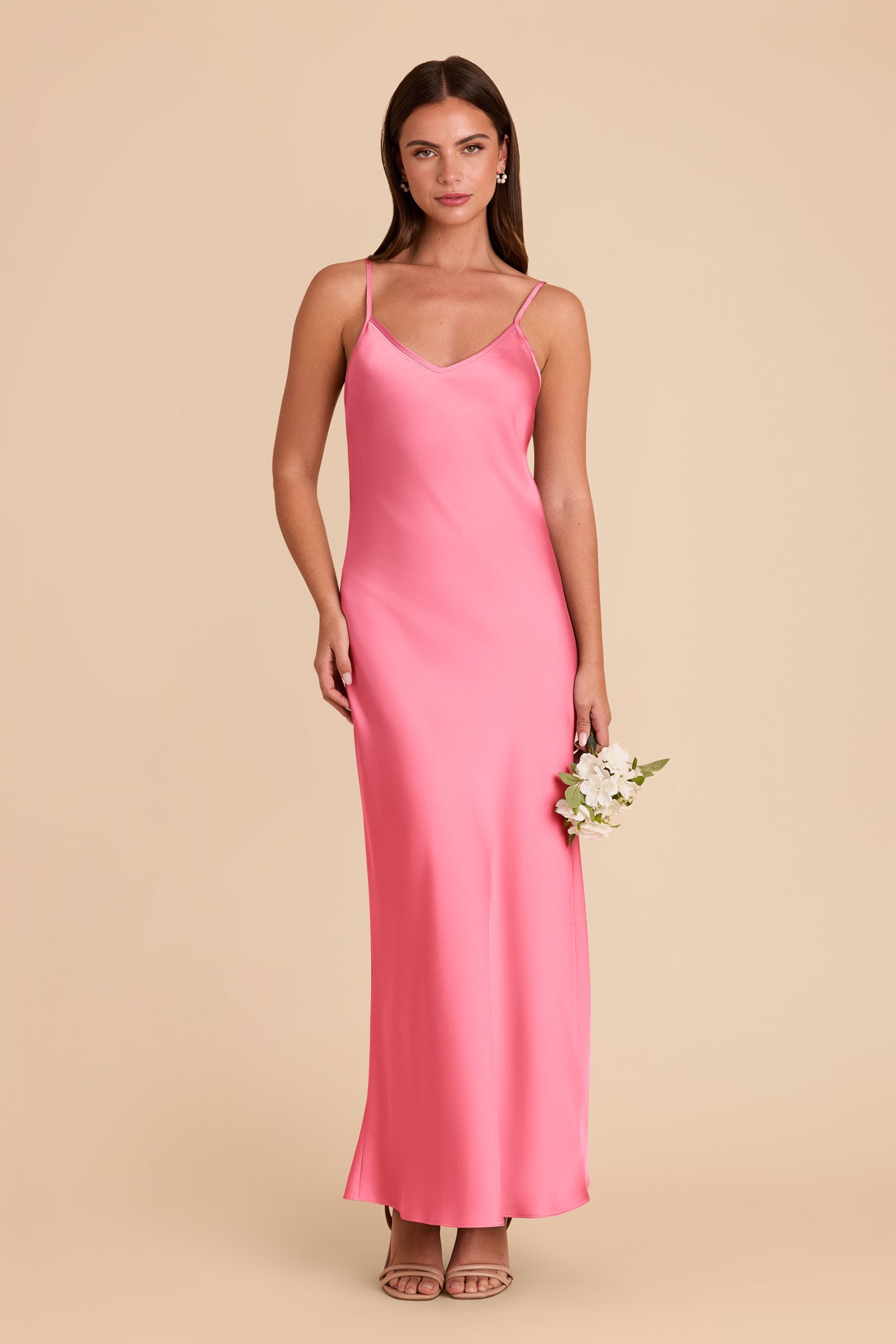 Matte Satin Slip Dress with V-Neck & A-Line Skirt | Alice