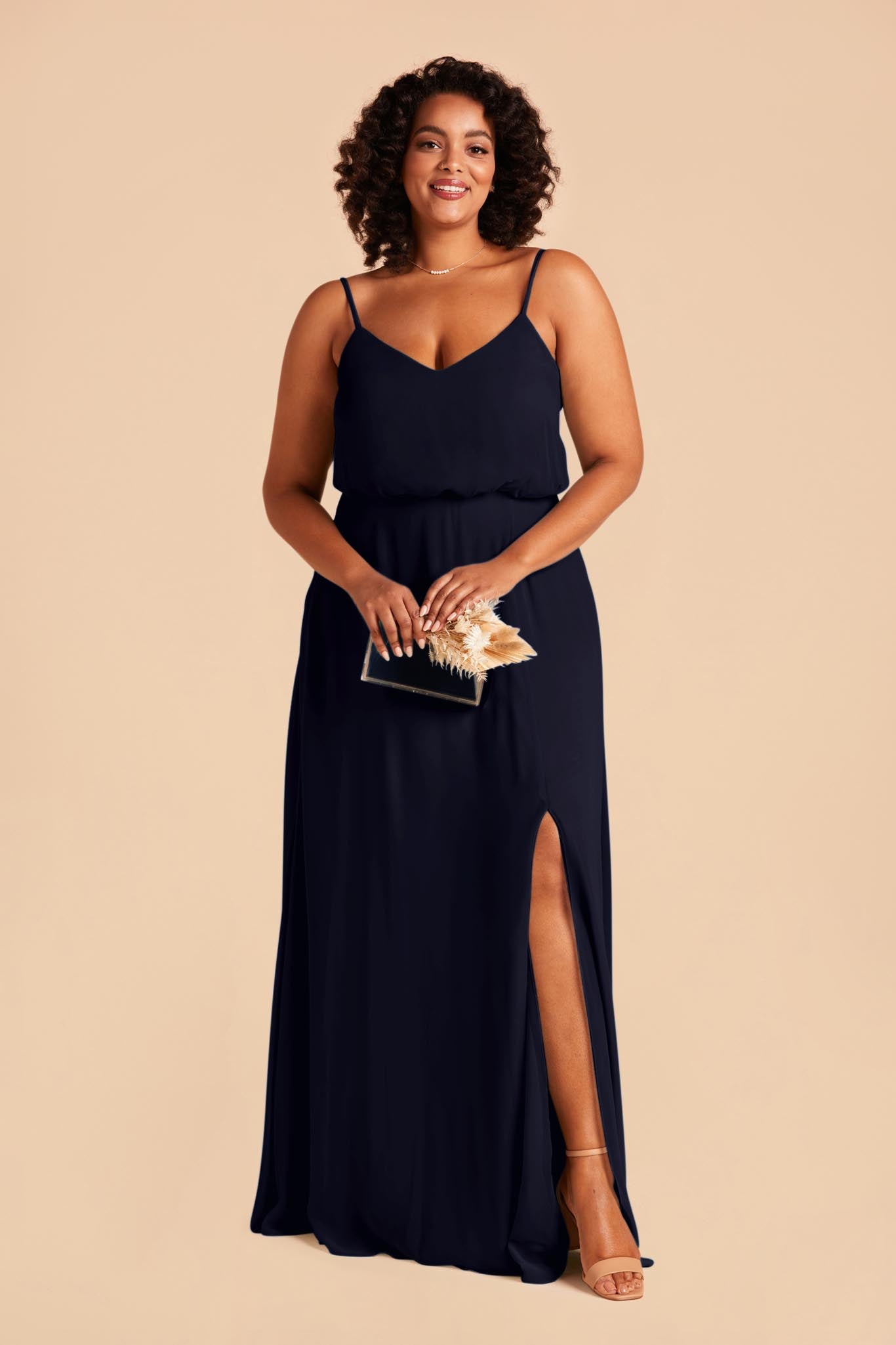 Classic Navy Bridesmaid Dress with Slit | Gwennie