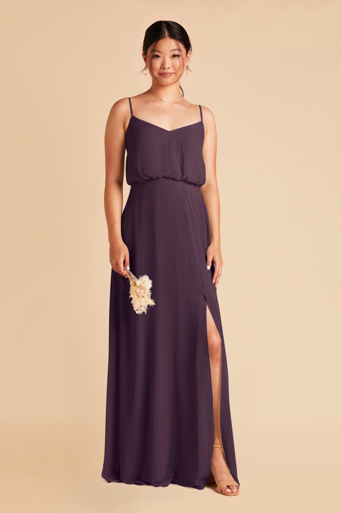 Classic Blouson Bridesmaid Dress with Slit - Gwennie Plum