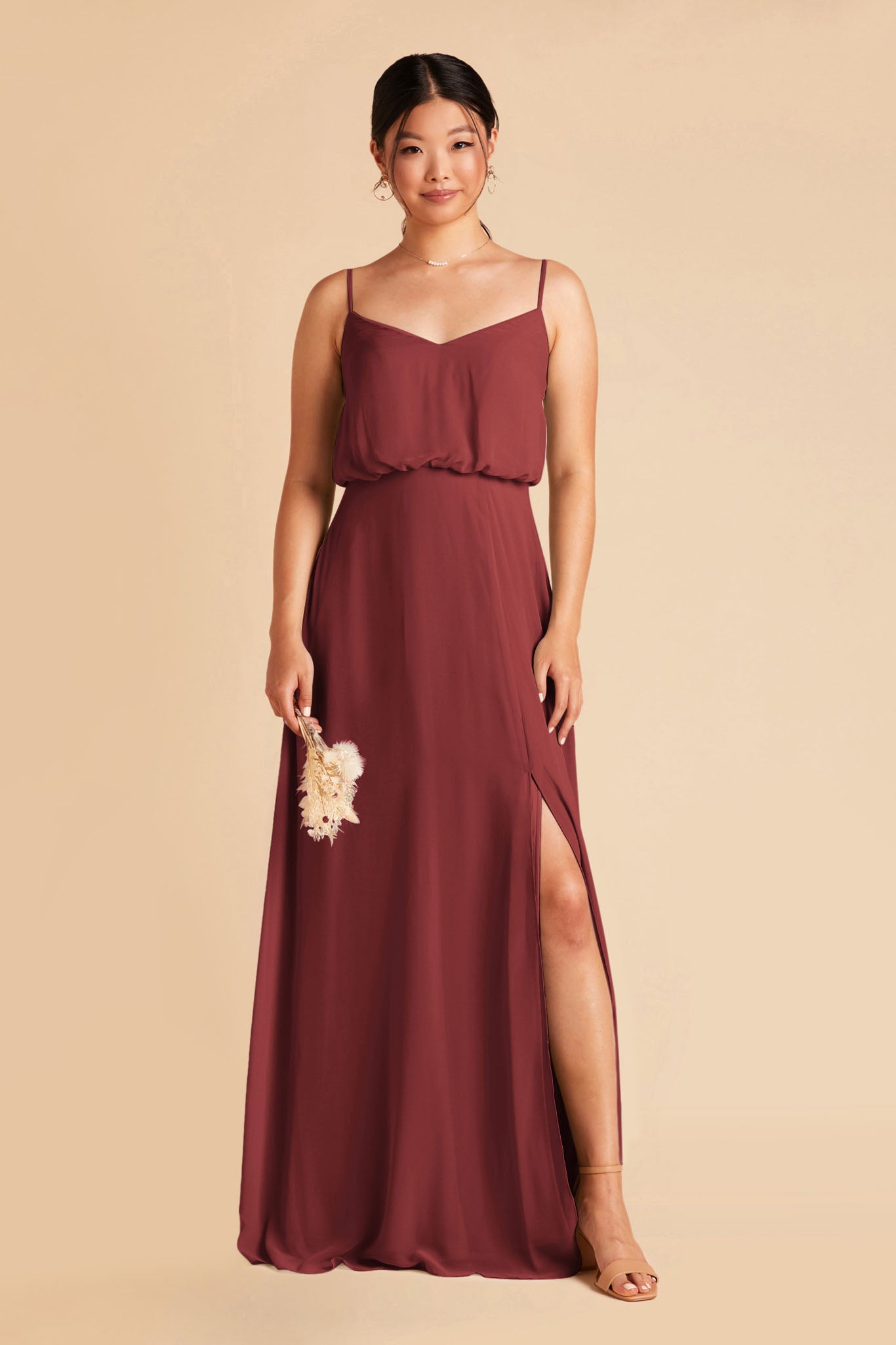 Blouson Bridesmaid Dress with Slit | Gwennie Rosewood