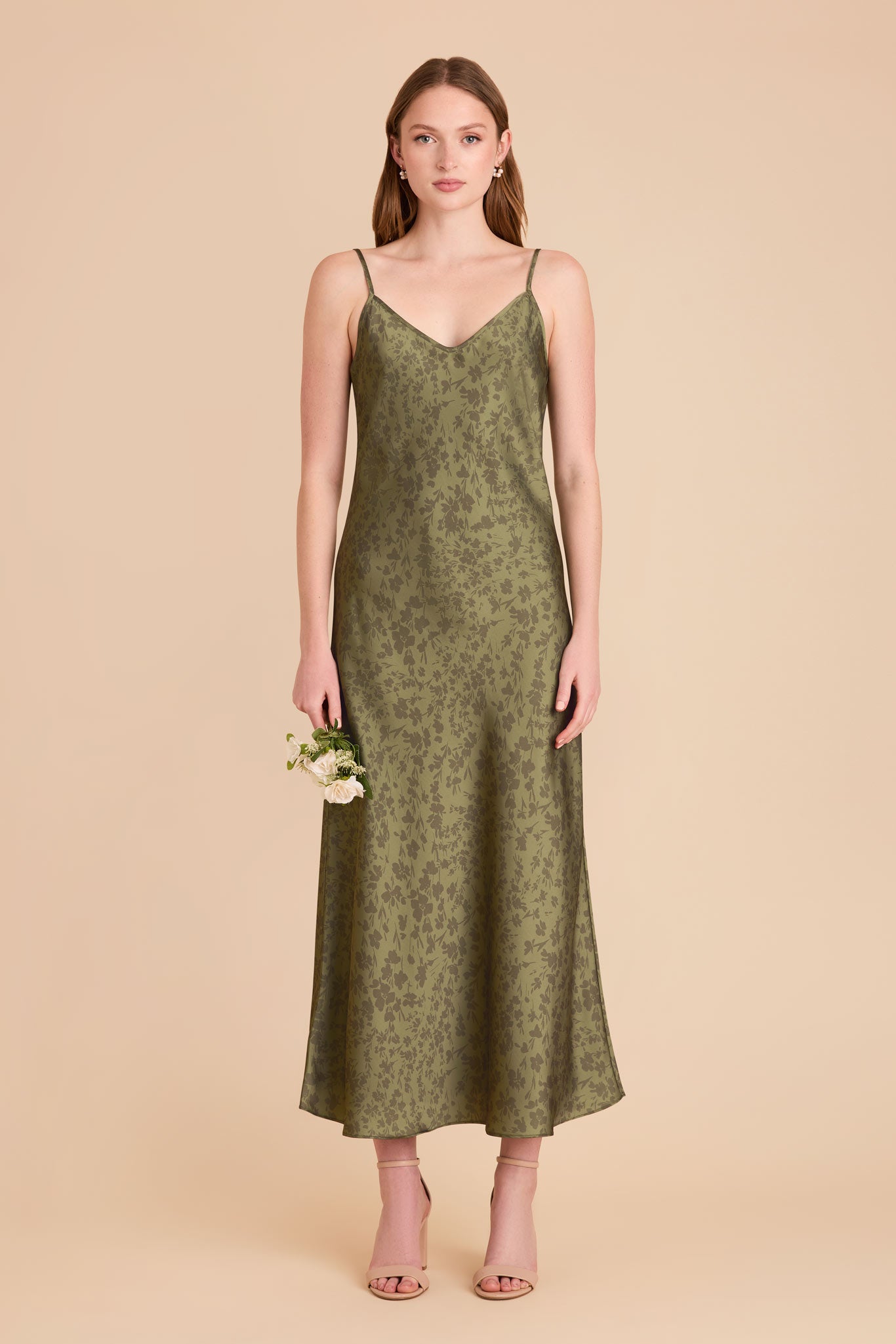 Matte Satin Slip Dress with V-Neck & A-Line Skirt | Alice