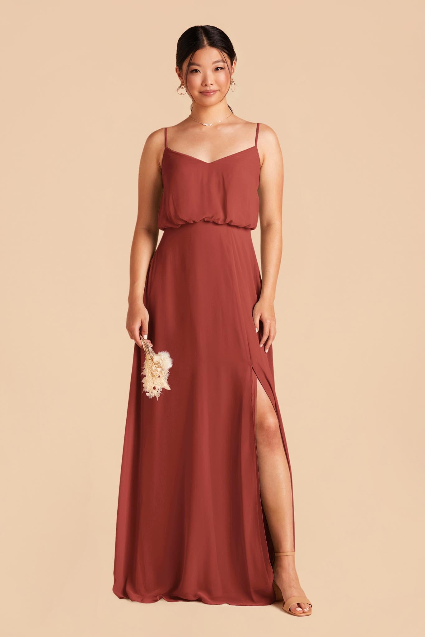 Blouson Bridesmaid Dress with Slit | Gwennie Spice