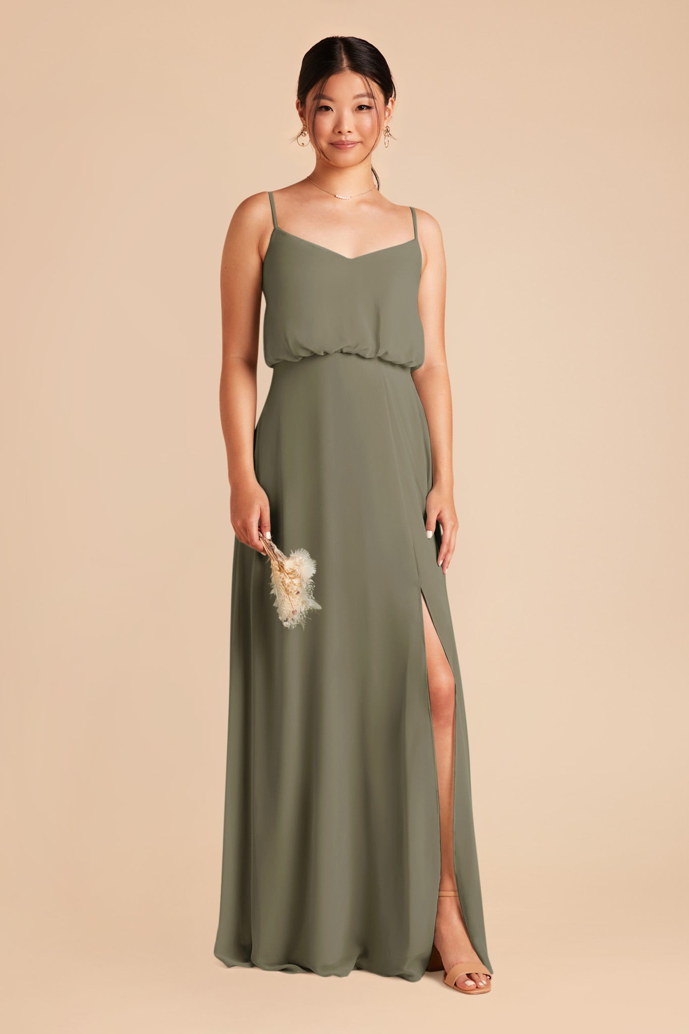 Blouson Bridesmaid Dress with Slit | Gwennie Thyme