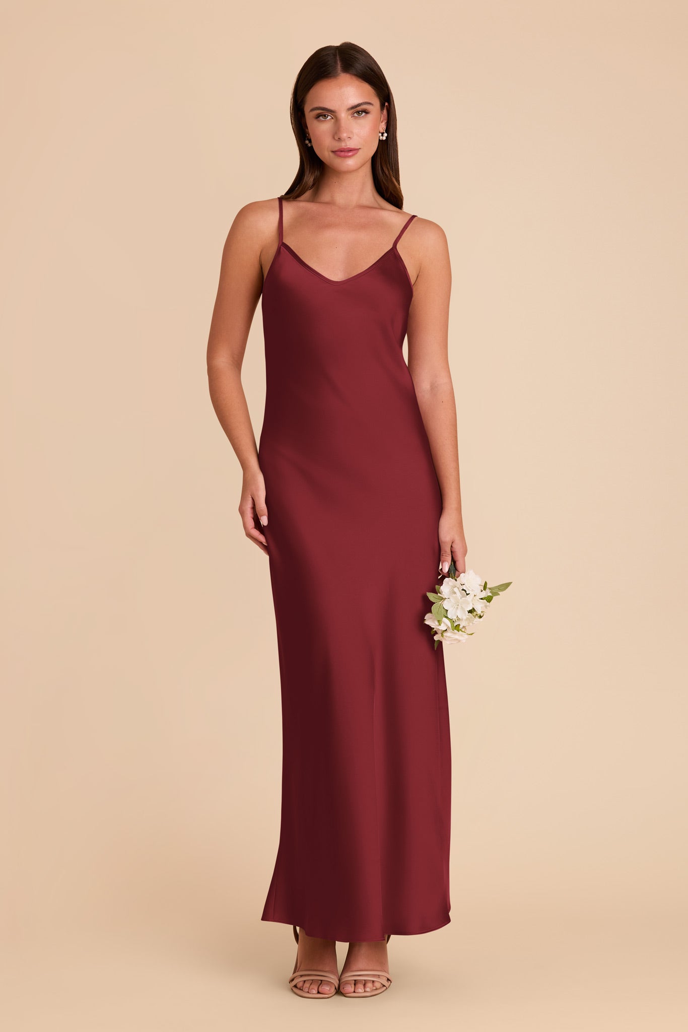 Matte Satin Slip Dress with V-Neck & A-Line Skirt | Alice