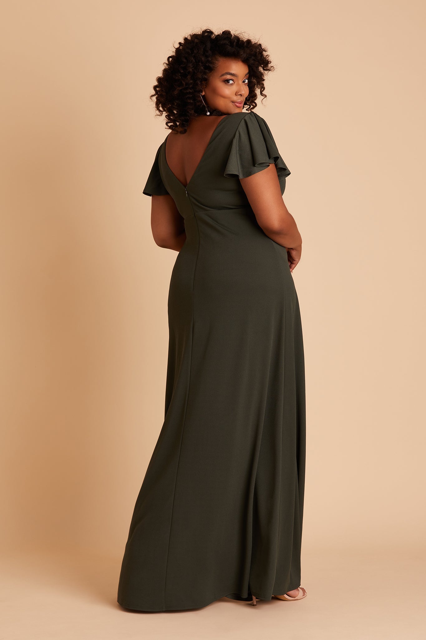 Flutter Sleeve Empire Crepe Dress for Maternity | Hannah Olive