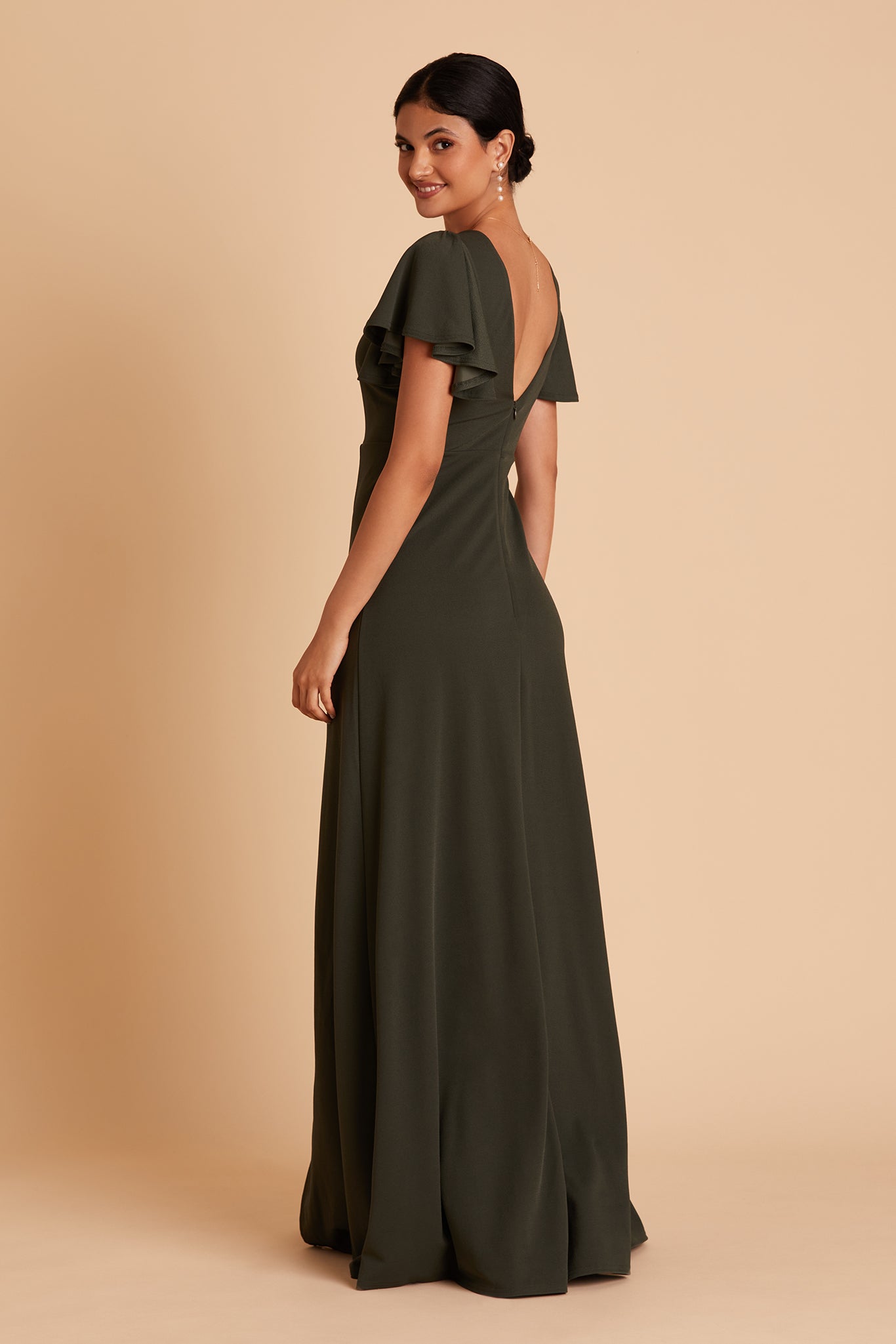 Flutter Sleeve Empire Crepe Dress for Maternity | Hannah Olive