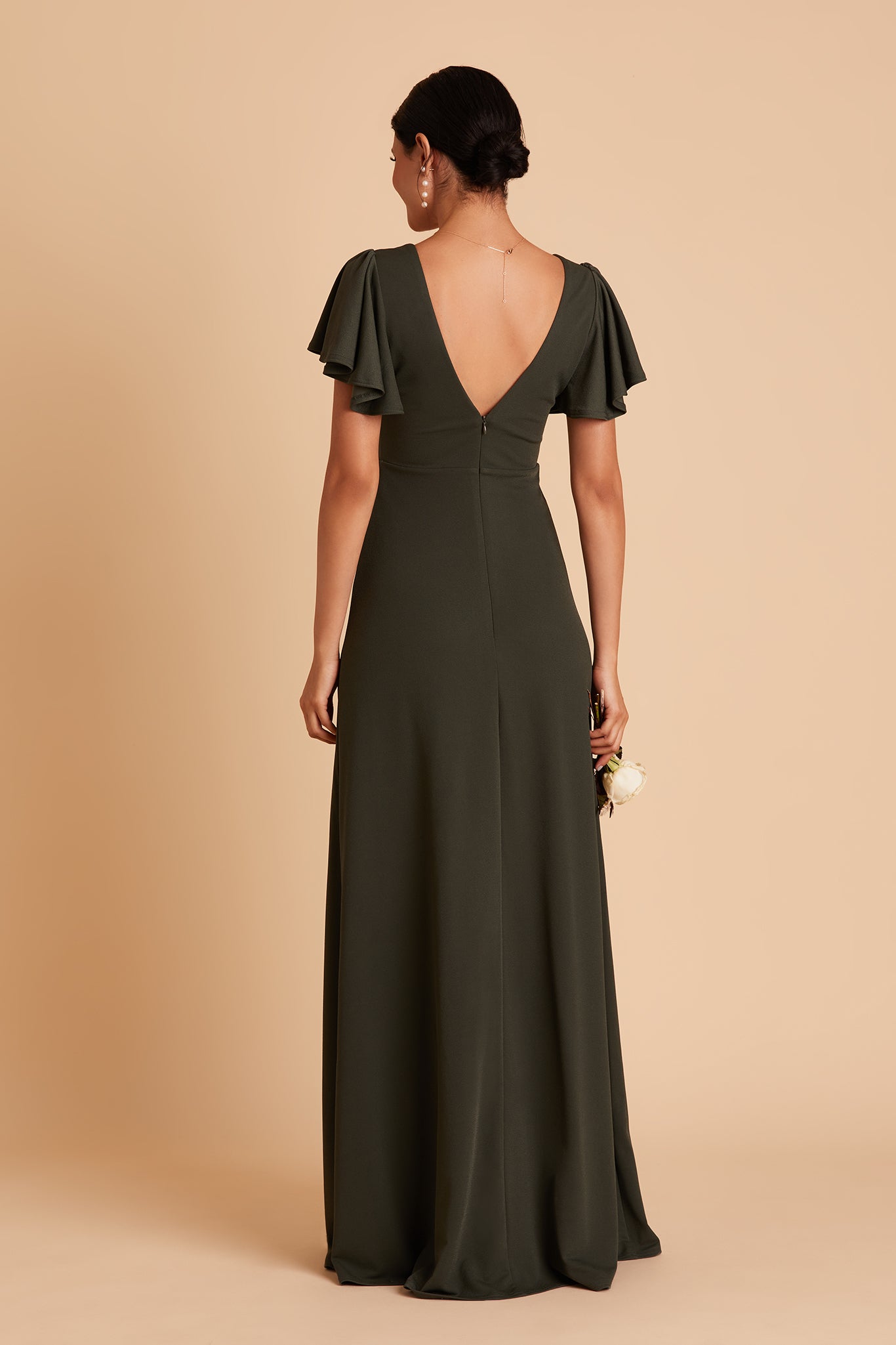 Flutter Sleeve Empire Crepe Dress for Maternity | Hannah Olive