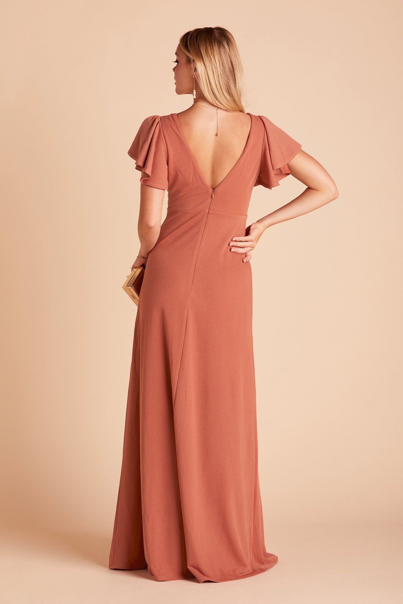 Flutter Sleeve Empire Gown - Maternity-Friendly Crepe Dress | Hannah
