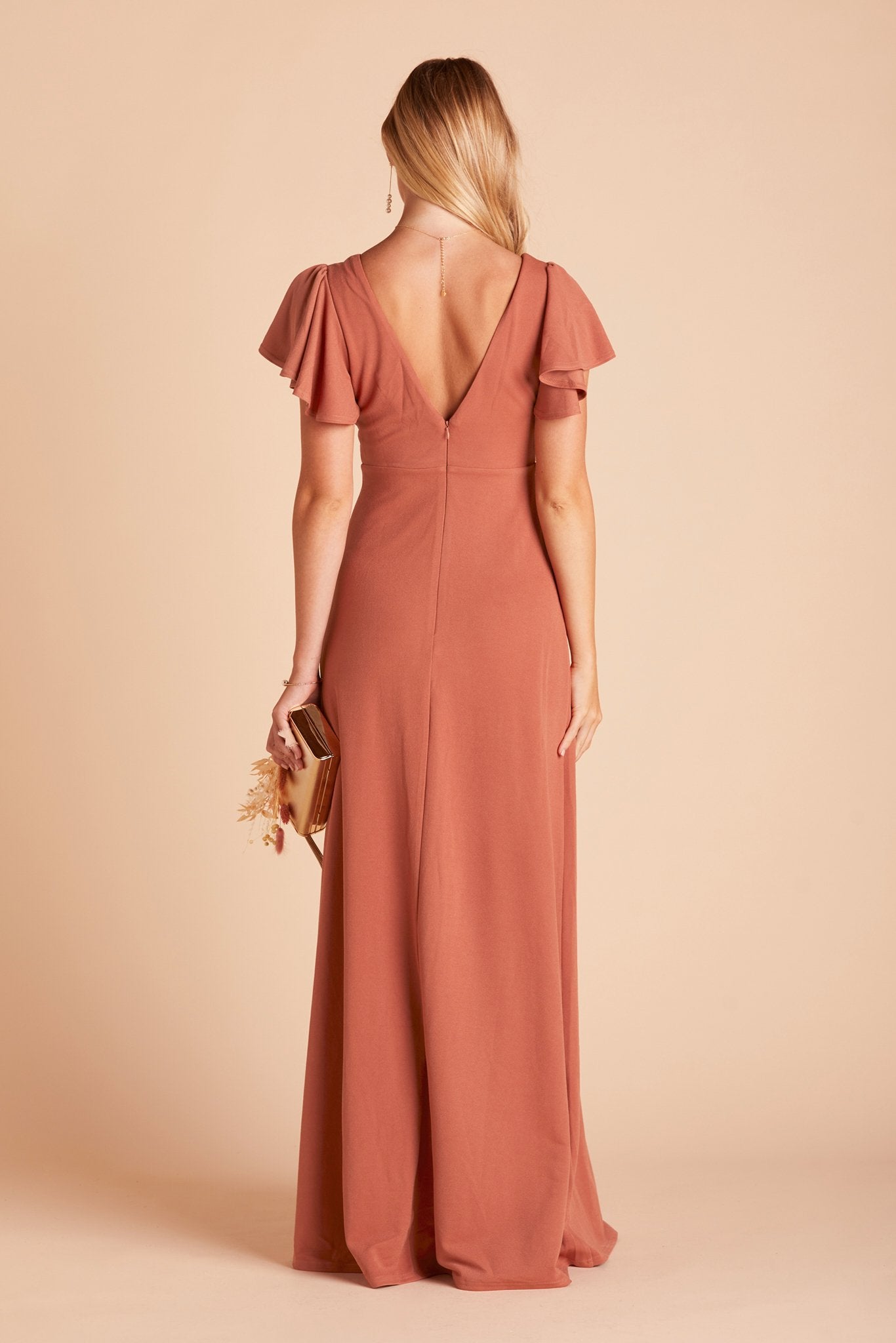 Flutter Sleeve Empire Gown - Maternity-Friendly Crepe Dress | Hannah