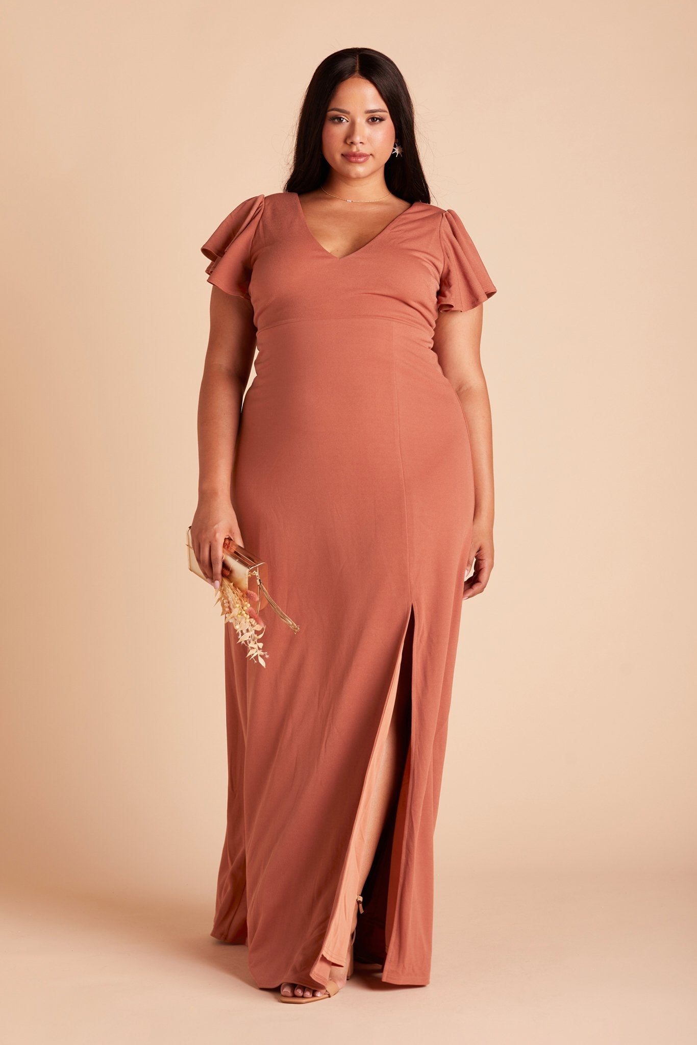 Flutter Sleeve Empire Gown - Maternity-Friendly Crepe Dress | Hannah