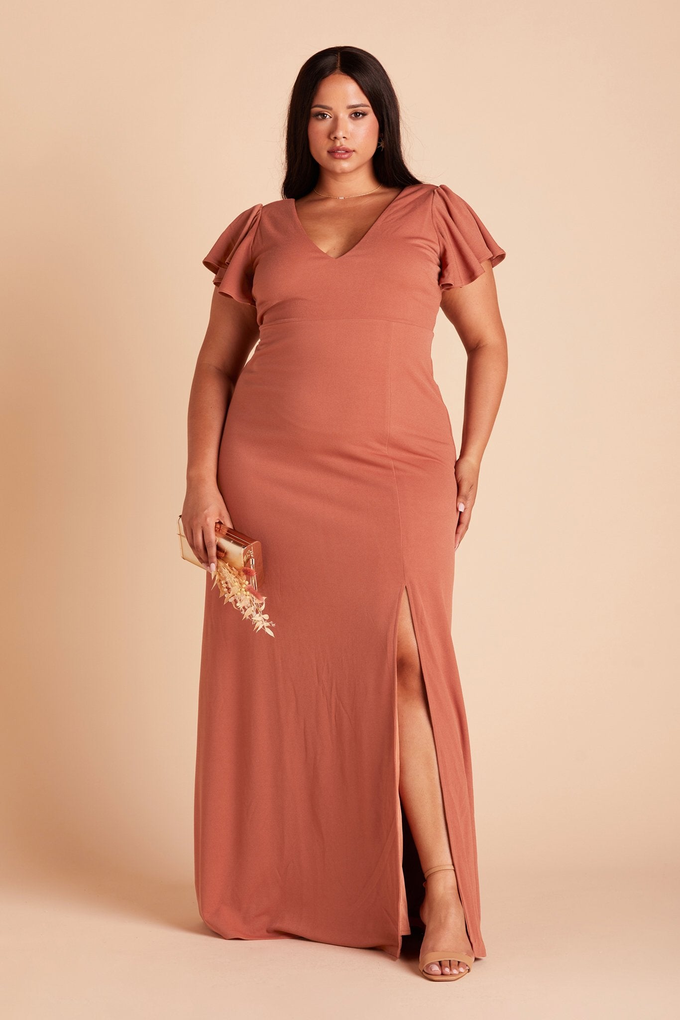 Flutter Sleeve Empire Gown - Maternity-Friendly Crepe Dress | Hannah