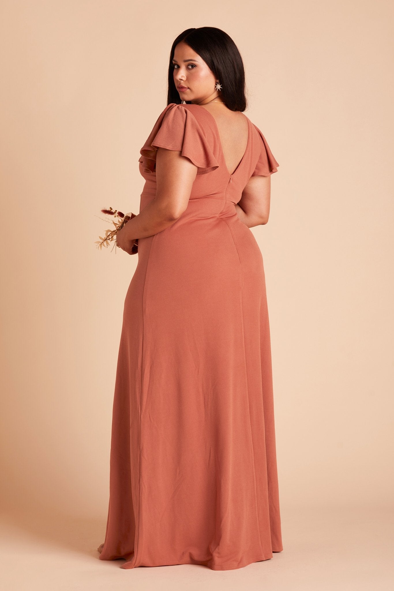 Flutter Sleeve Empire Gown - Maternity-Friendly Crepe Dress | Hannah
