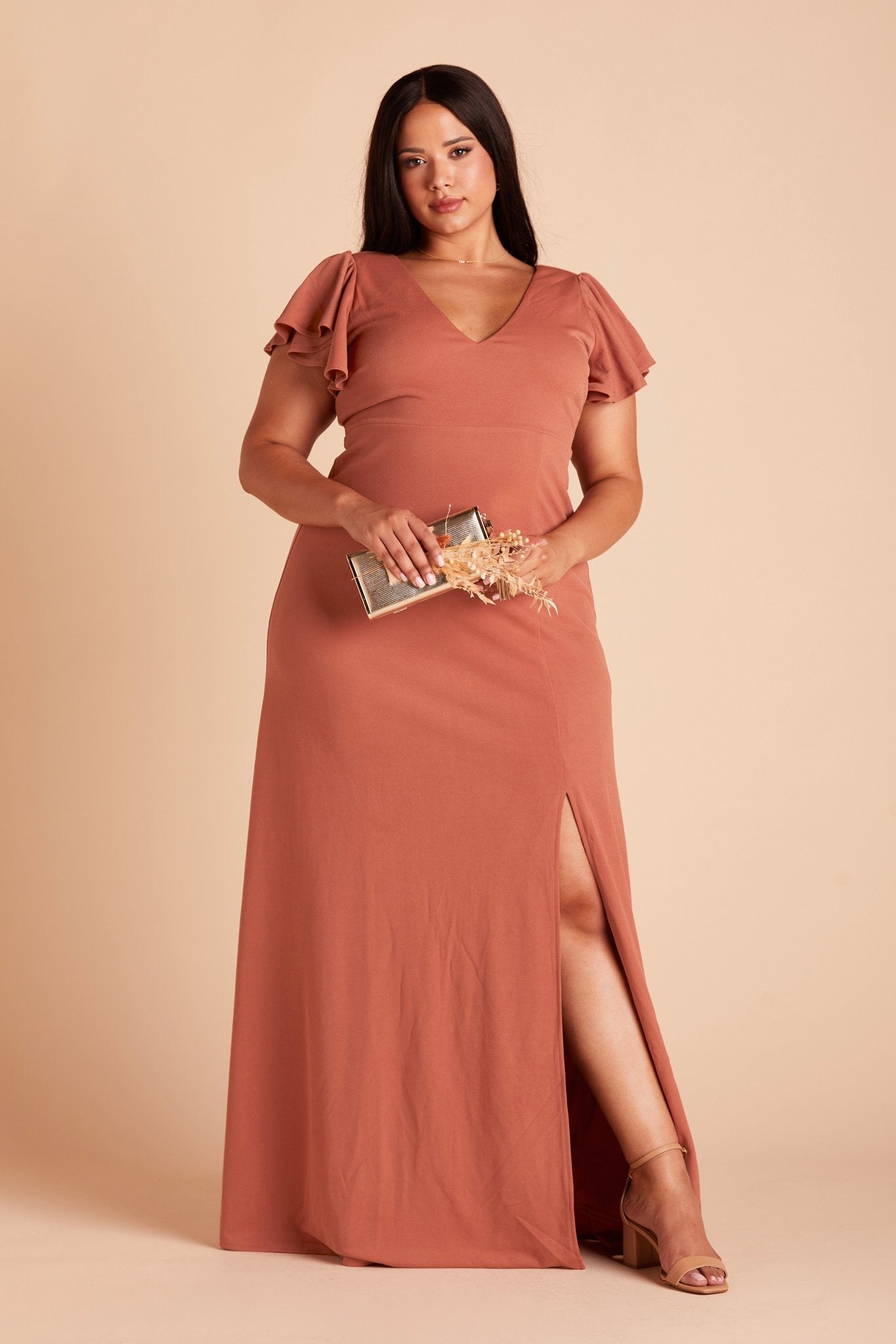 Flutter Sleeve Empire Gown - Maternity-Friendly Crepe Dress | Hannah