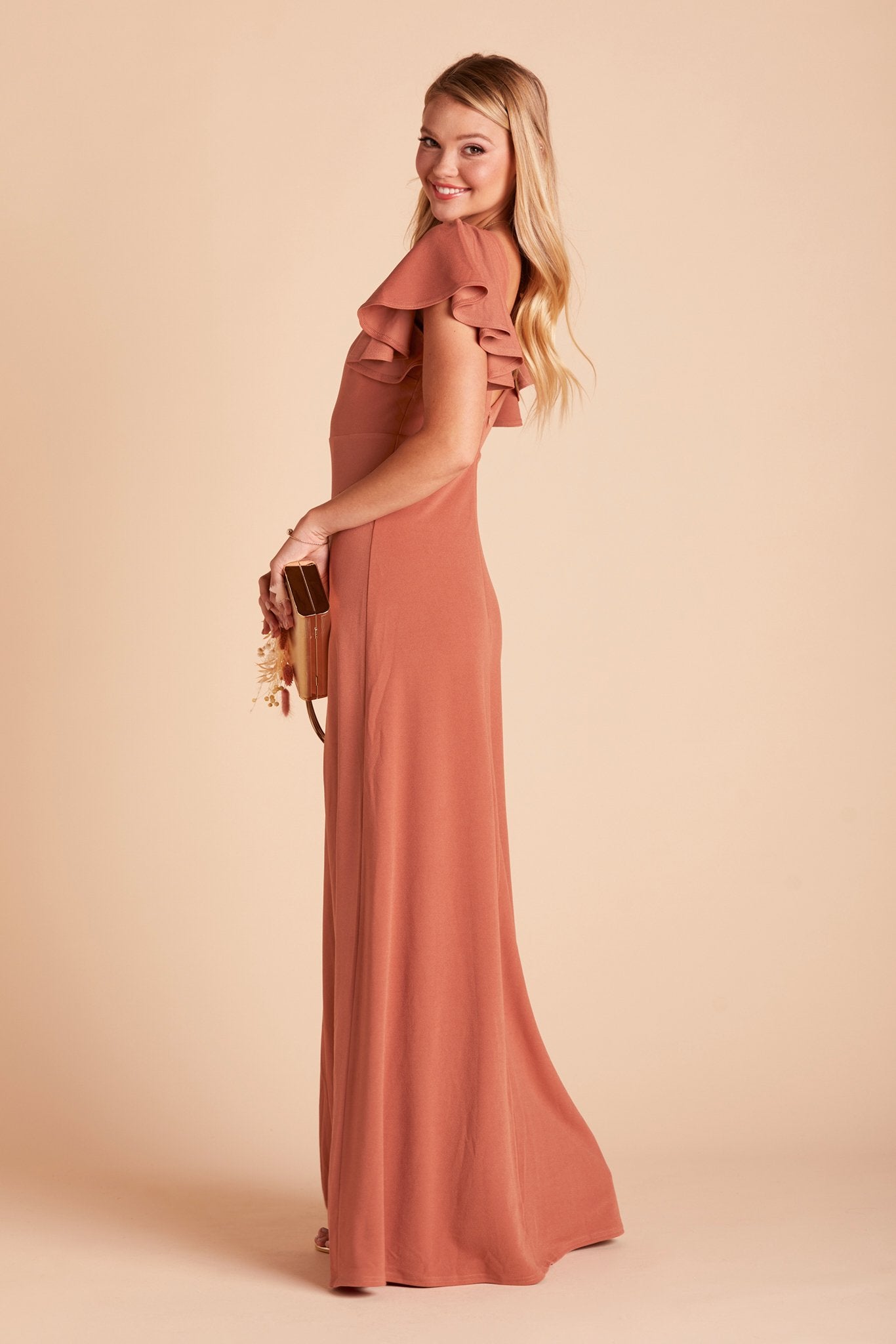 Flutter Sleeve Empire Gown - Maternity-Friendly Crepe Dress | Hannah