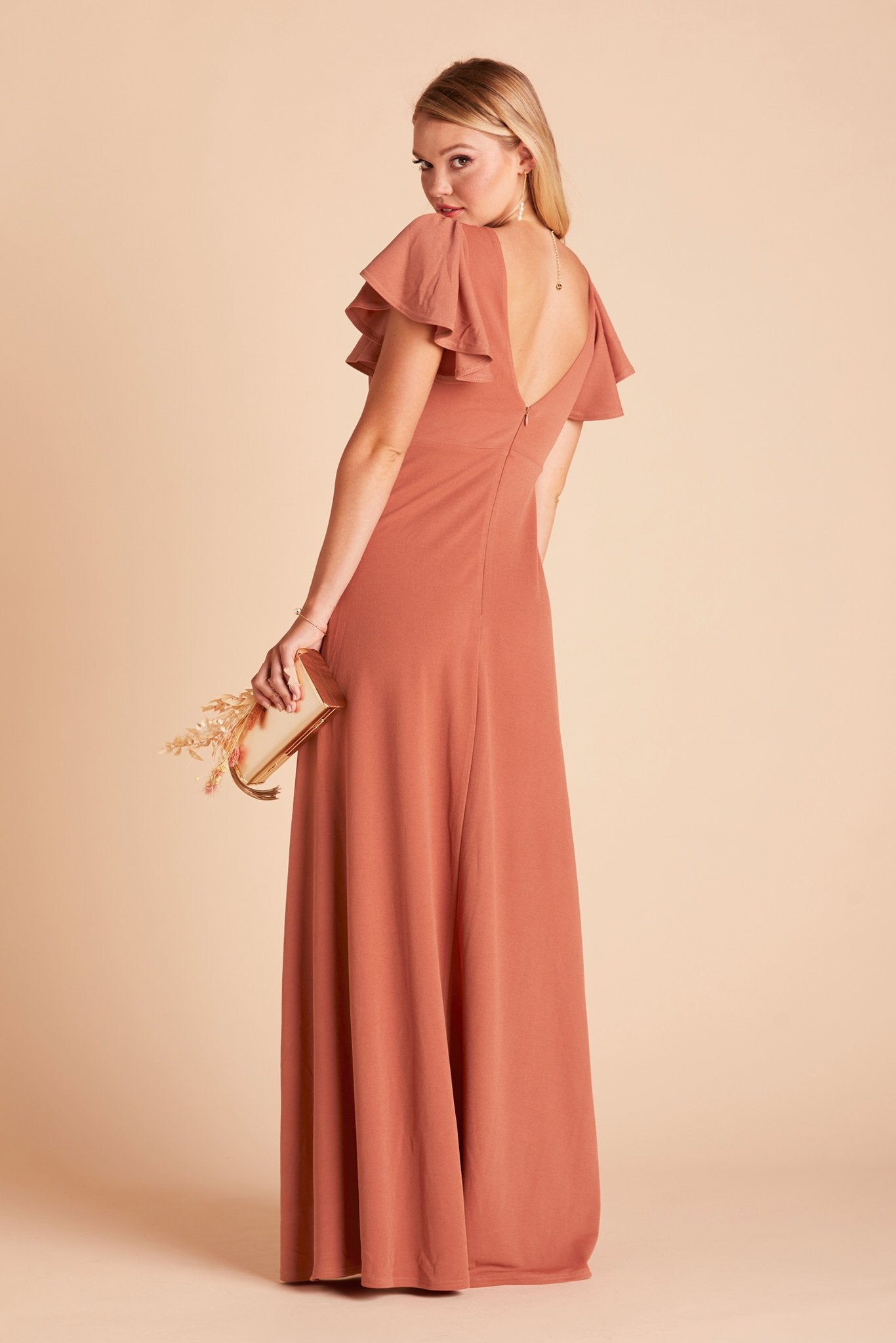 Flutter Sleeve Empire Gown - Maternity-Friendly Crepe Dress | Hannah