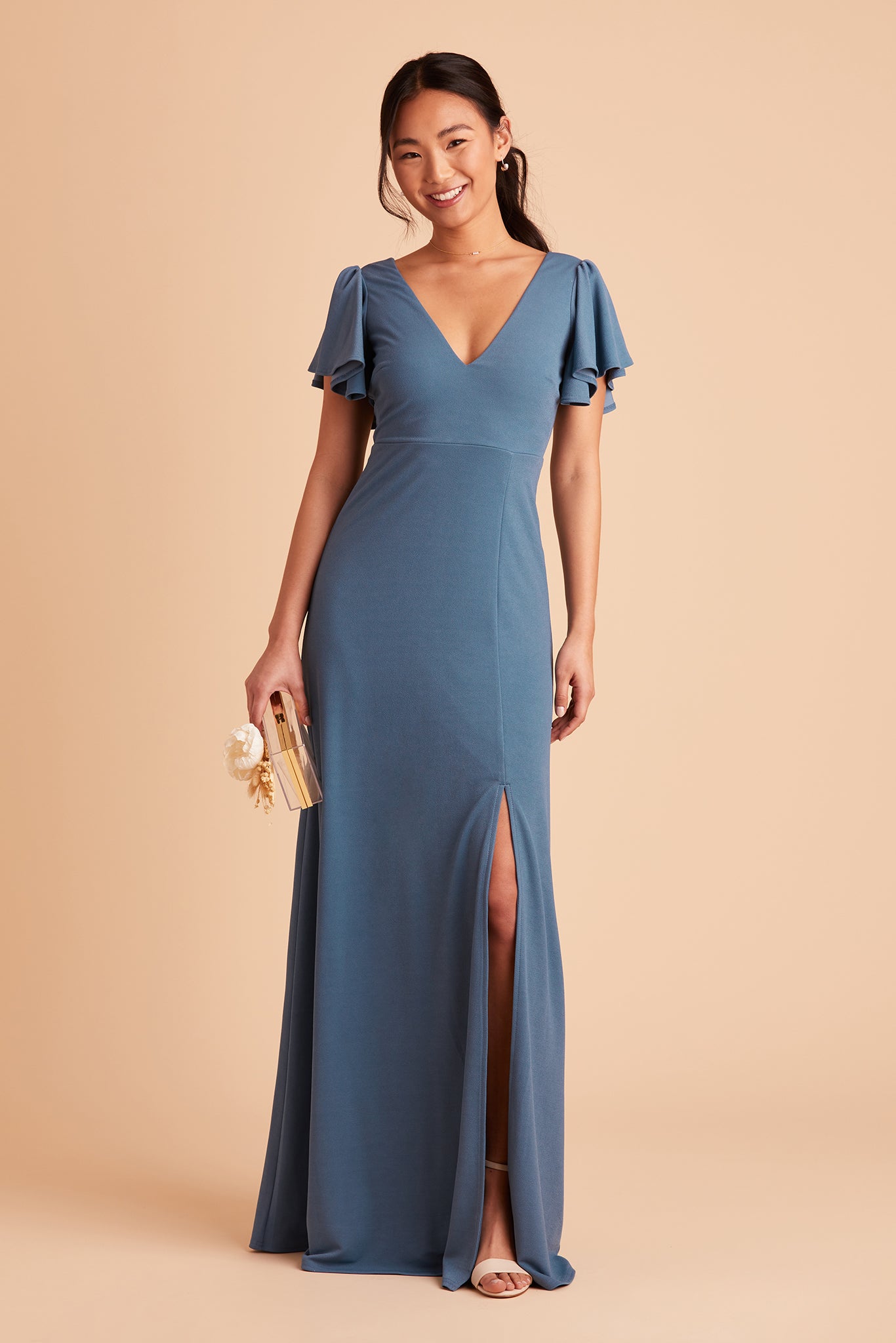 Flutter Sleeve Empire Crepe Dress for Maternity | Hannah Twilight