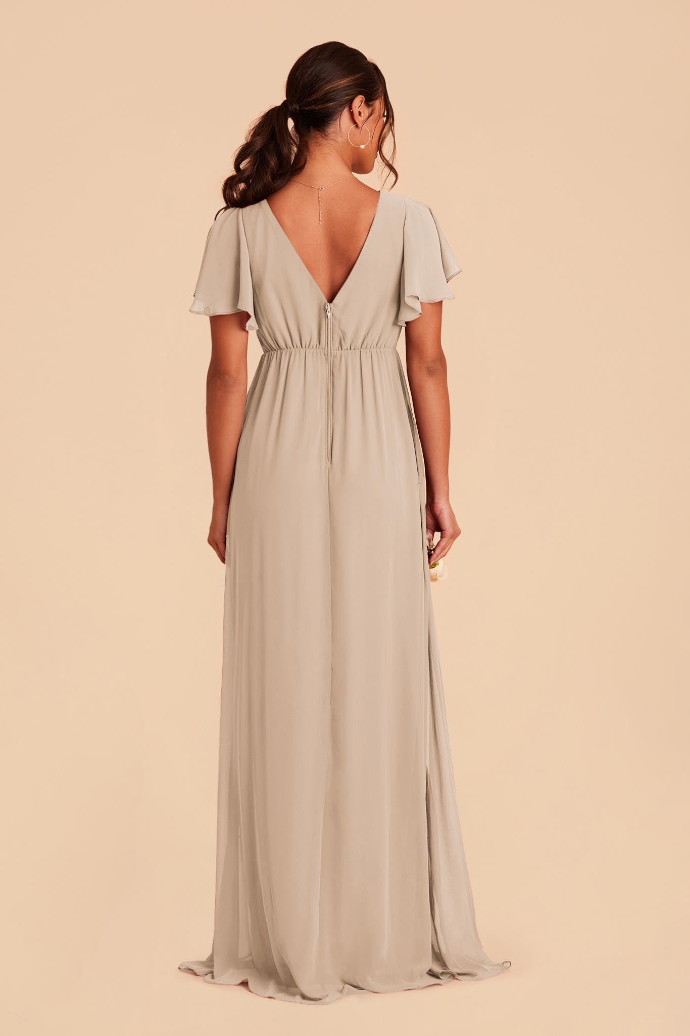 Flutter Sleeve Empire Gown for Maternity | Hannah Almond Dress