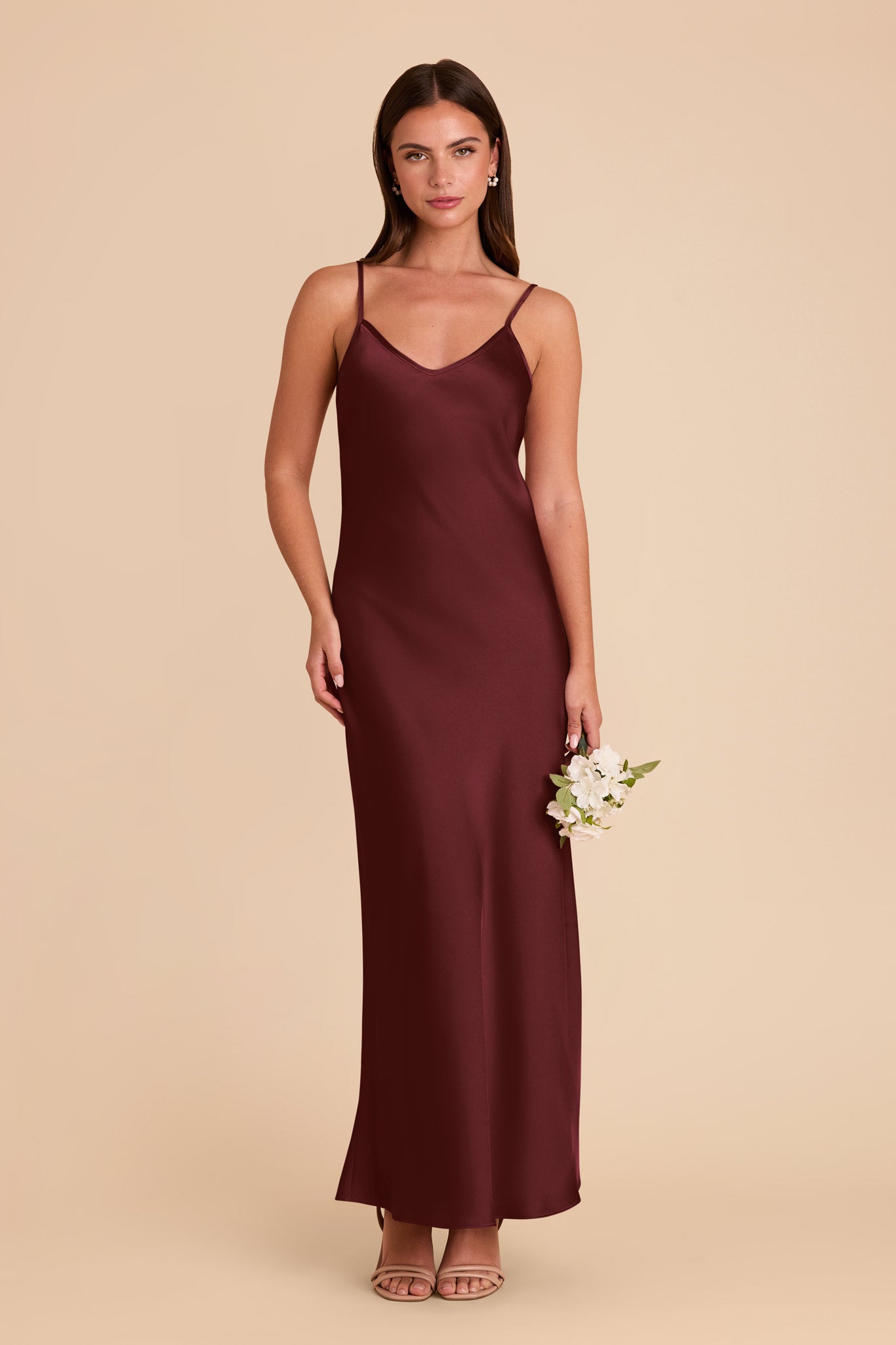Matte Satin Slip Dress with V-Neck & A-Line Skirt | Alice