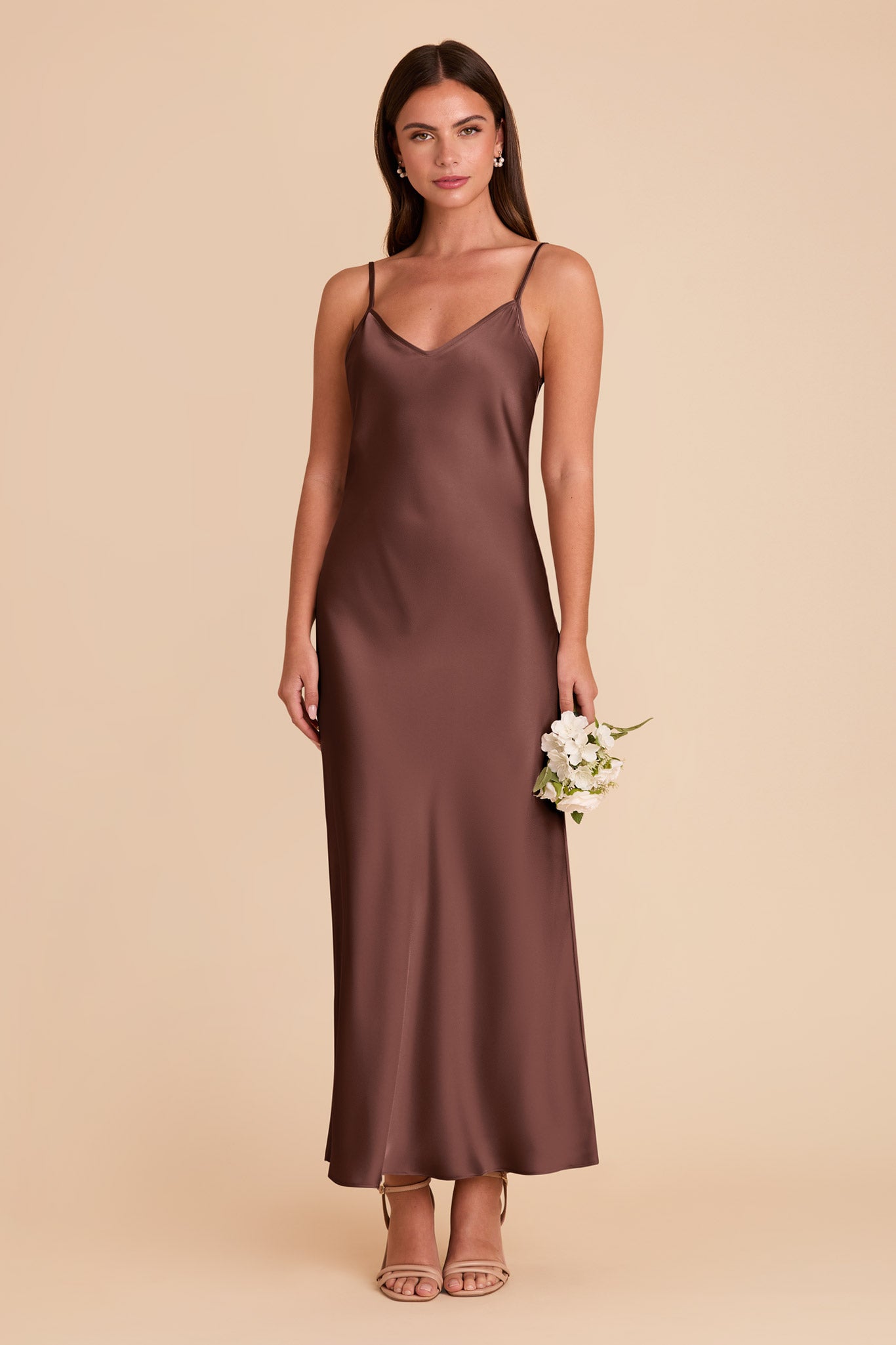 Matte Satin Slip Dress with V-Neck & A-Line Skirt | Alice