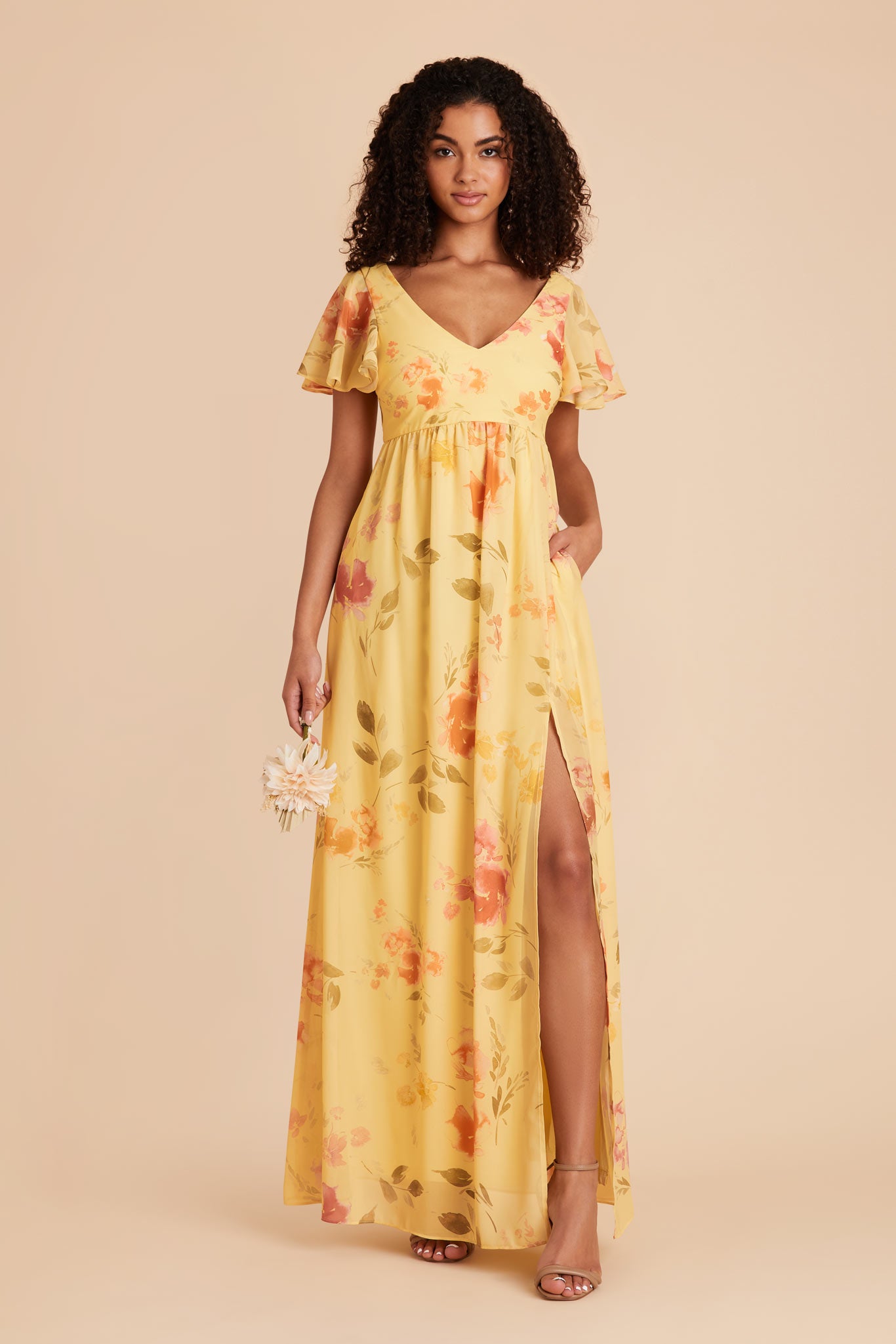 Empire Floral Maternity Dress with Flutter Sleeves | Hannah