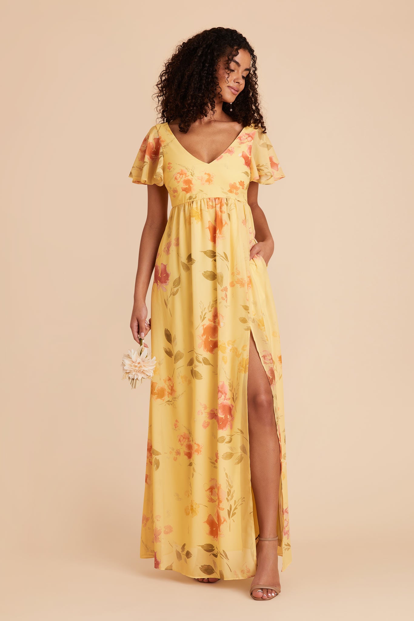 Empire Floral Maternity Dress with Flutter Sleeves | Hannah