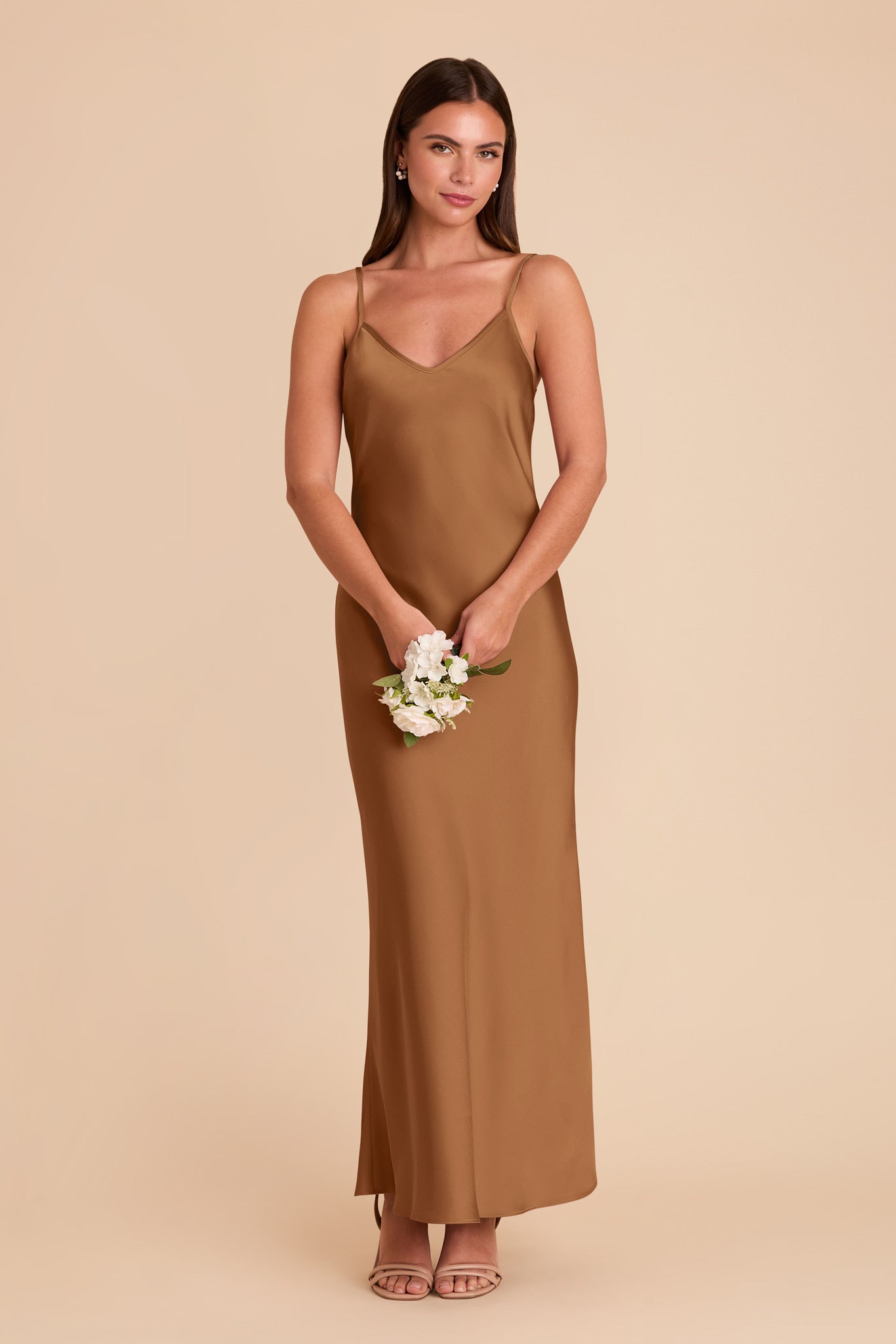 Matte Satin Slip Dress with V-Neck & A-Line Skirt | Alice