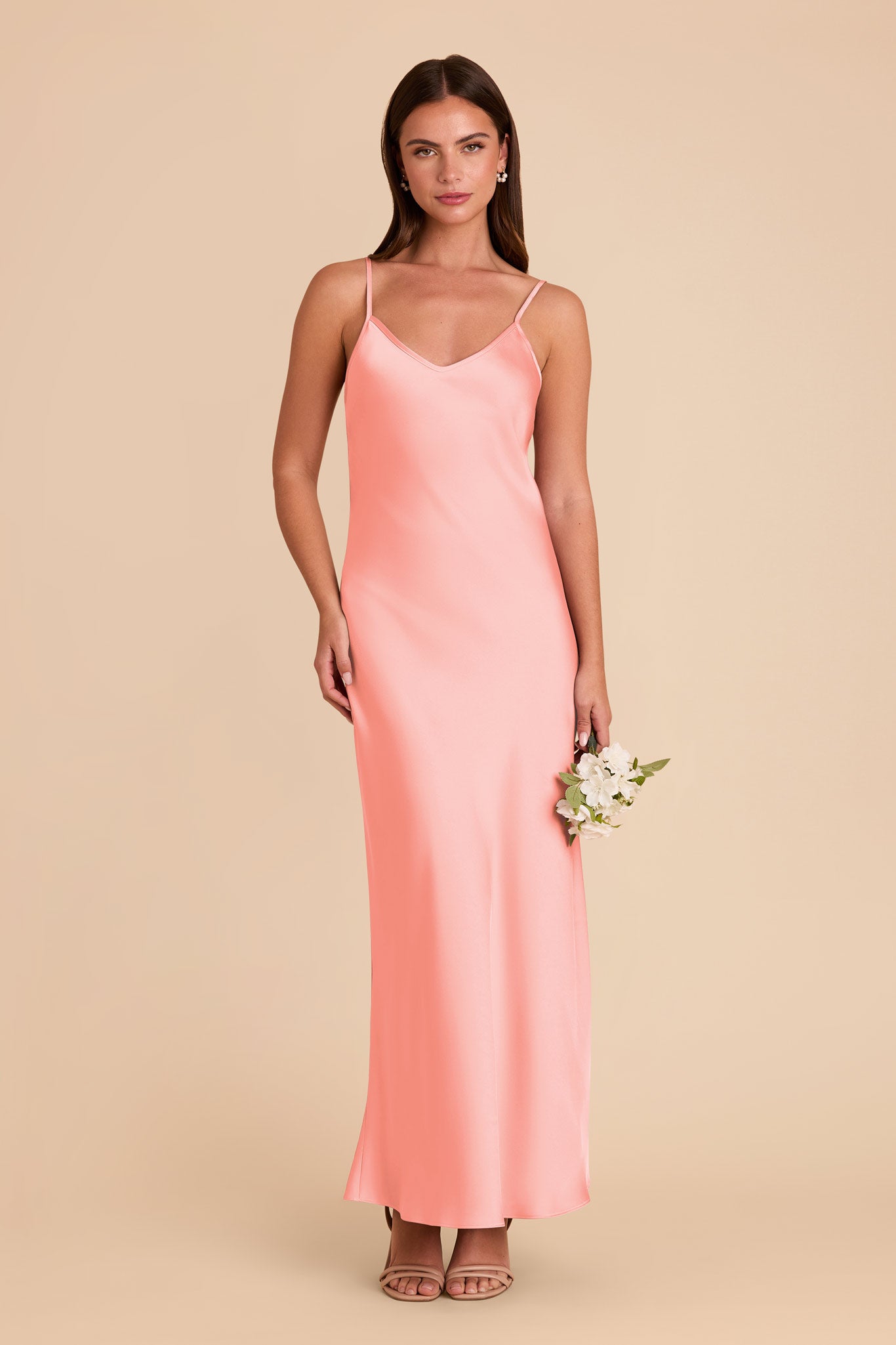 Matte Satin Slip Dress with V-Neck & A-Line Skirt | Alice