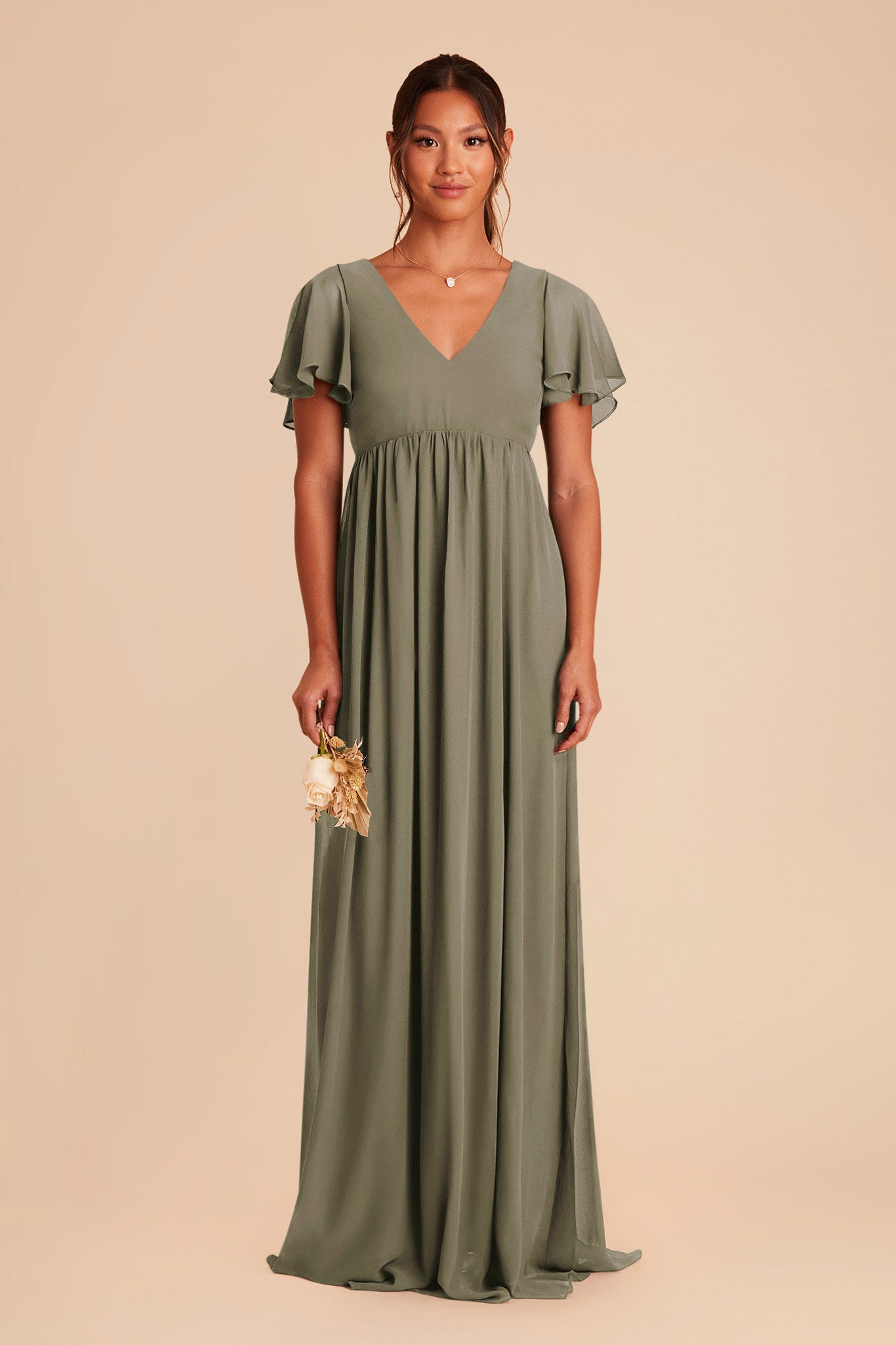 Flutter Sleeve Empire Gown for Maternity | Hannah Dress Thyme