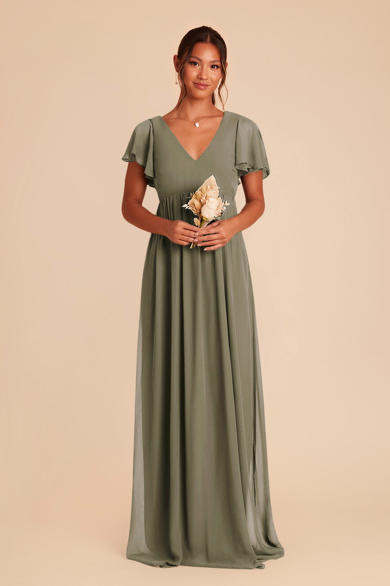 Flutter Sleeve Empire Gown for Maternity | Hannah Dress Thyme