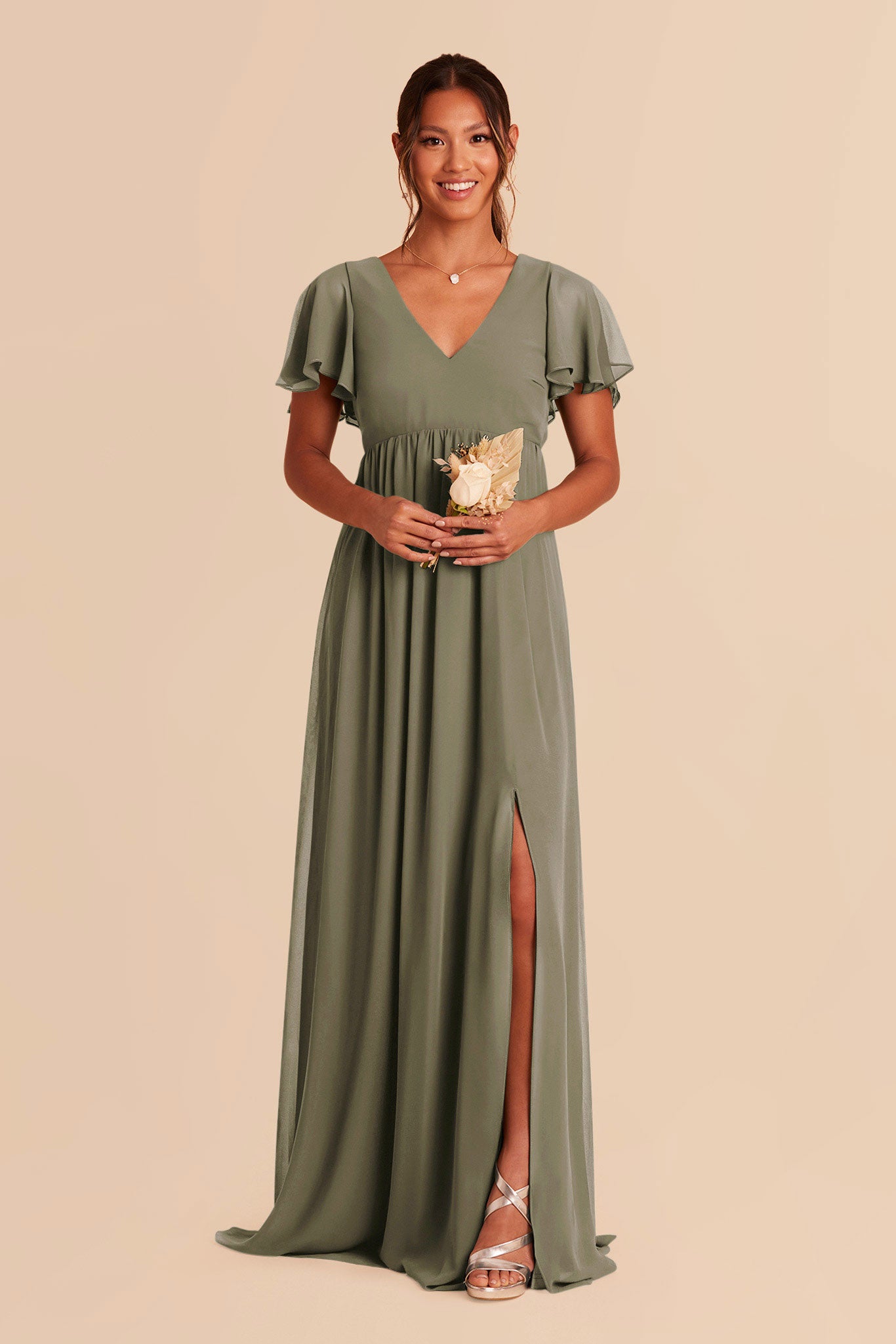 Flutter Sleeve Empire Gown for Maternity | Hannah Dress Thyme